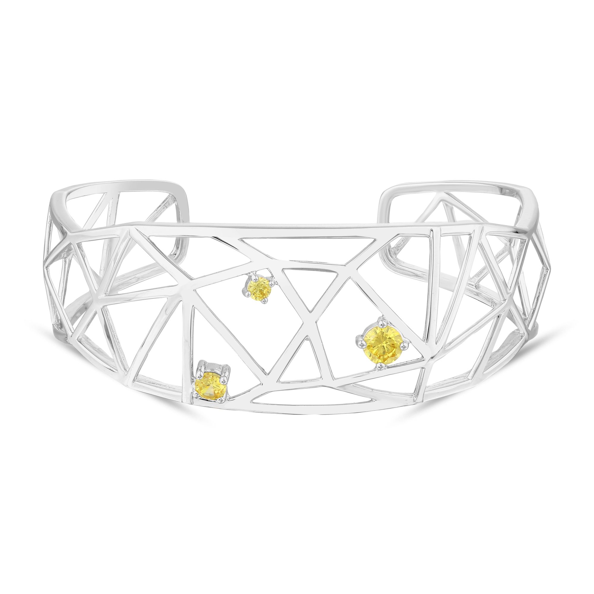Gift Collection Yellow Zircon Stone Detailed Silver Bracelet