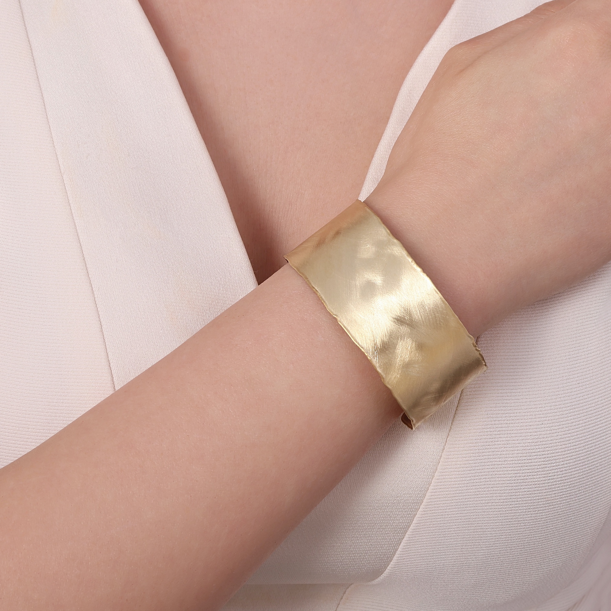 Sun Collection Gold Plated Flat Medium Thickness Silver Bangle