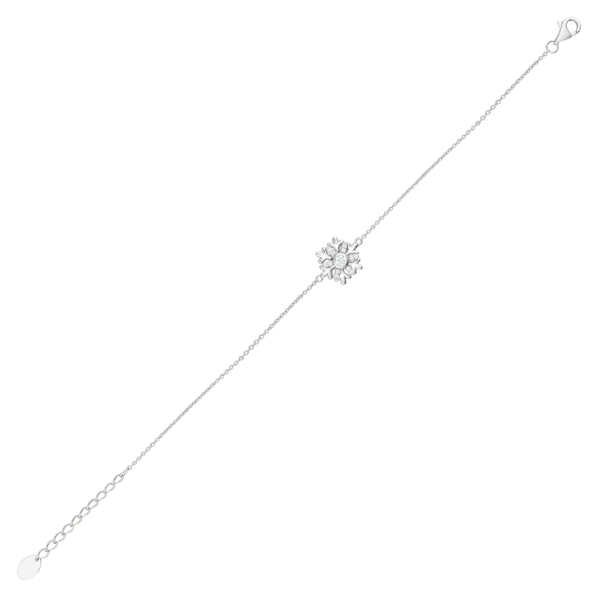 Gift Collection White Stone Snowflake Silver Bracelet