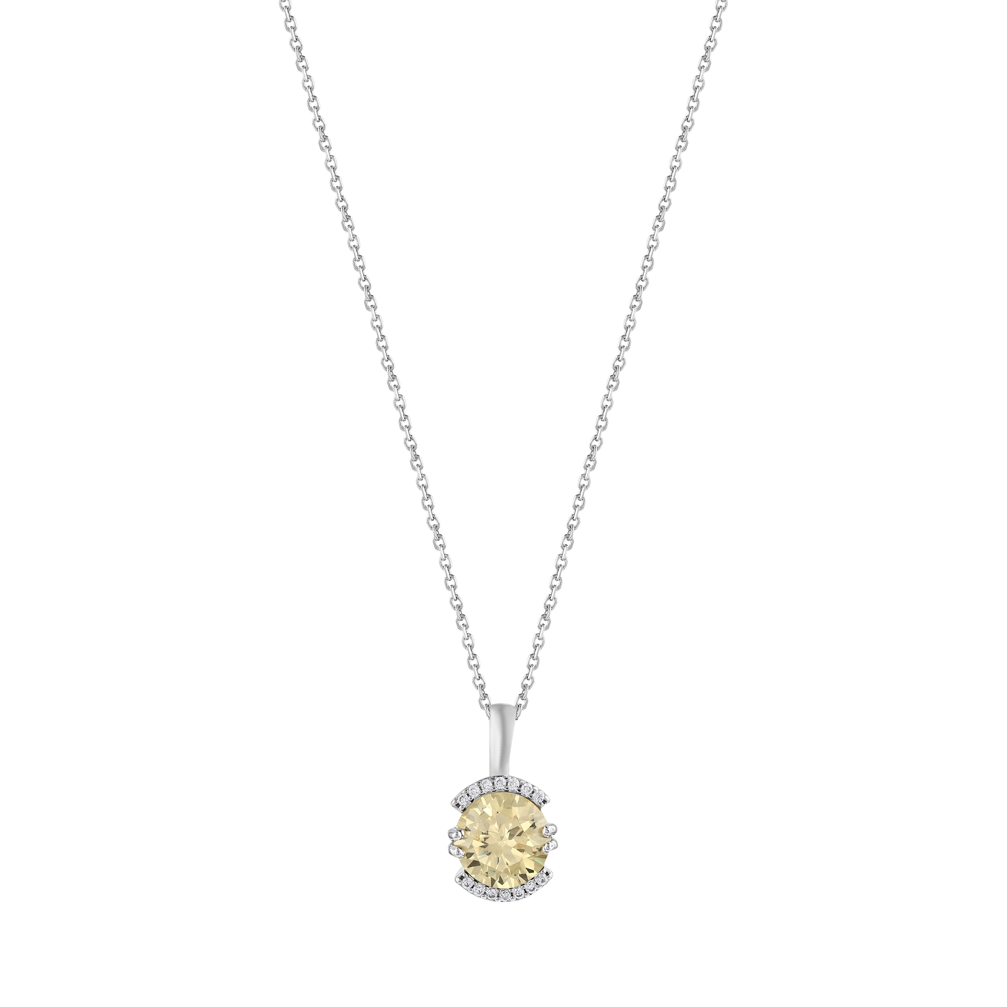 Колье из серебра с желтым камнем, коллекция Gift