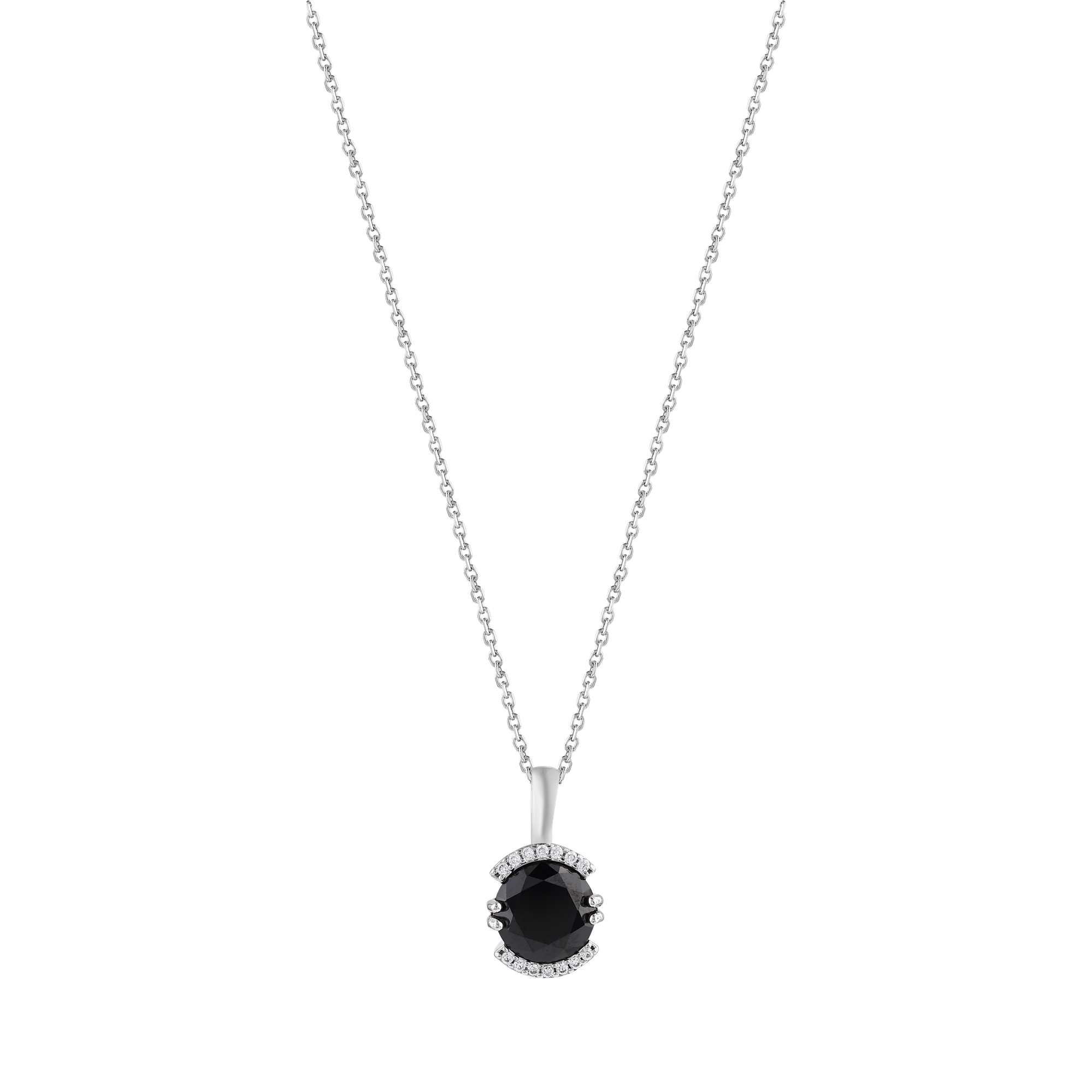 Колье из серебра с черным камнем, коллекция Gift