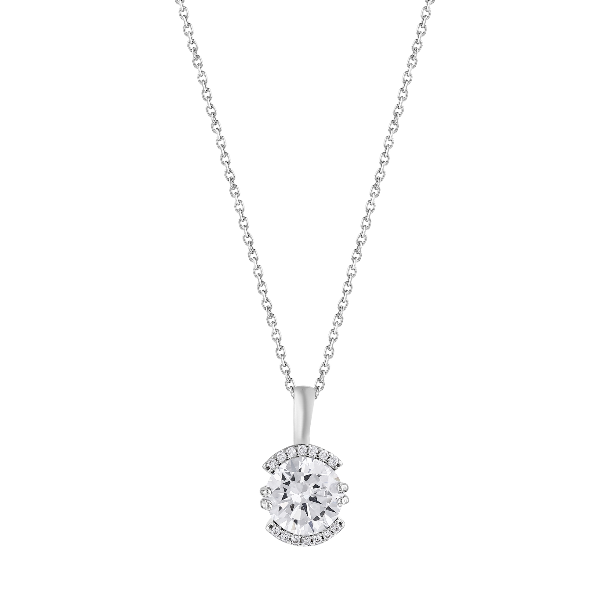 Серебряное колье с белыми камнями из коллекции Gift