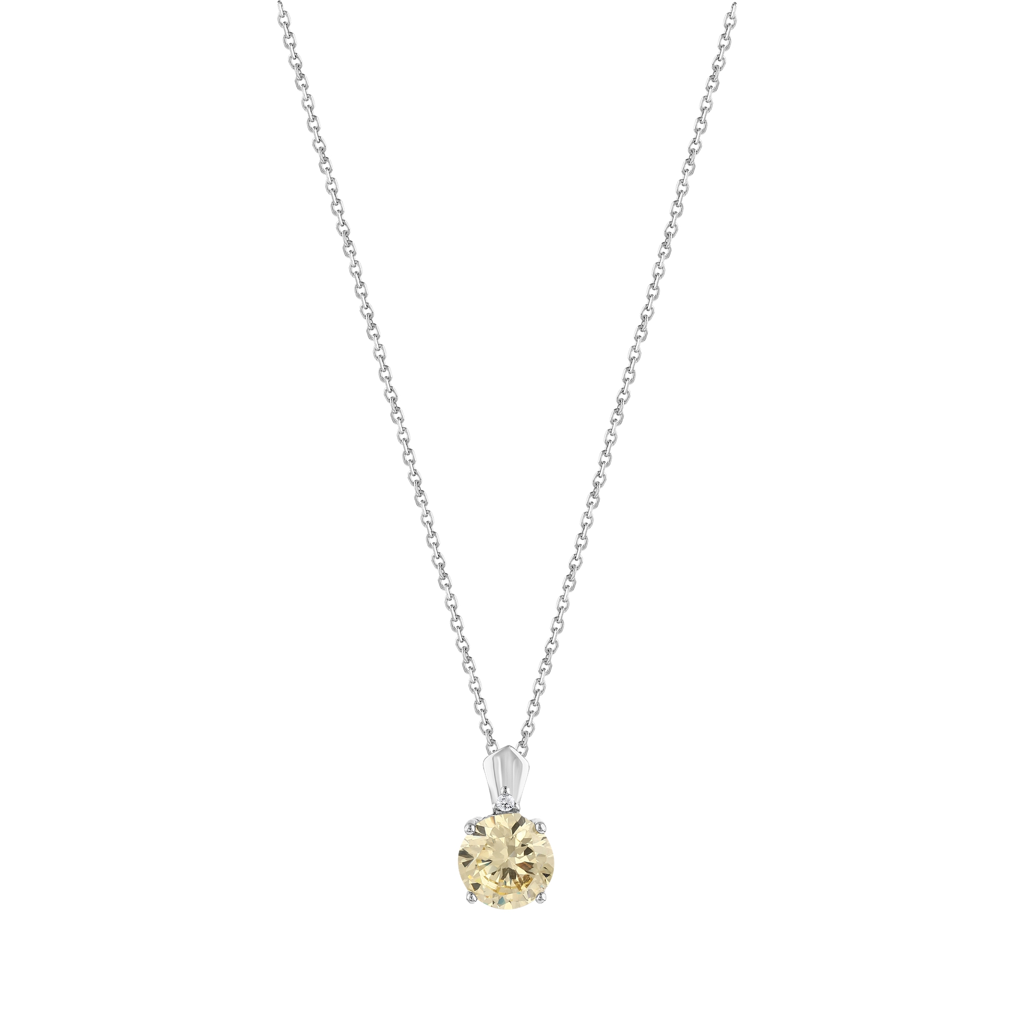 Серебряное колье с круглым желтым камнем Gift Collection