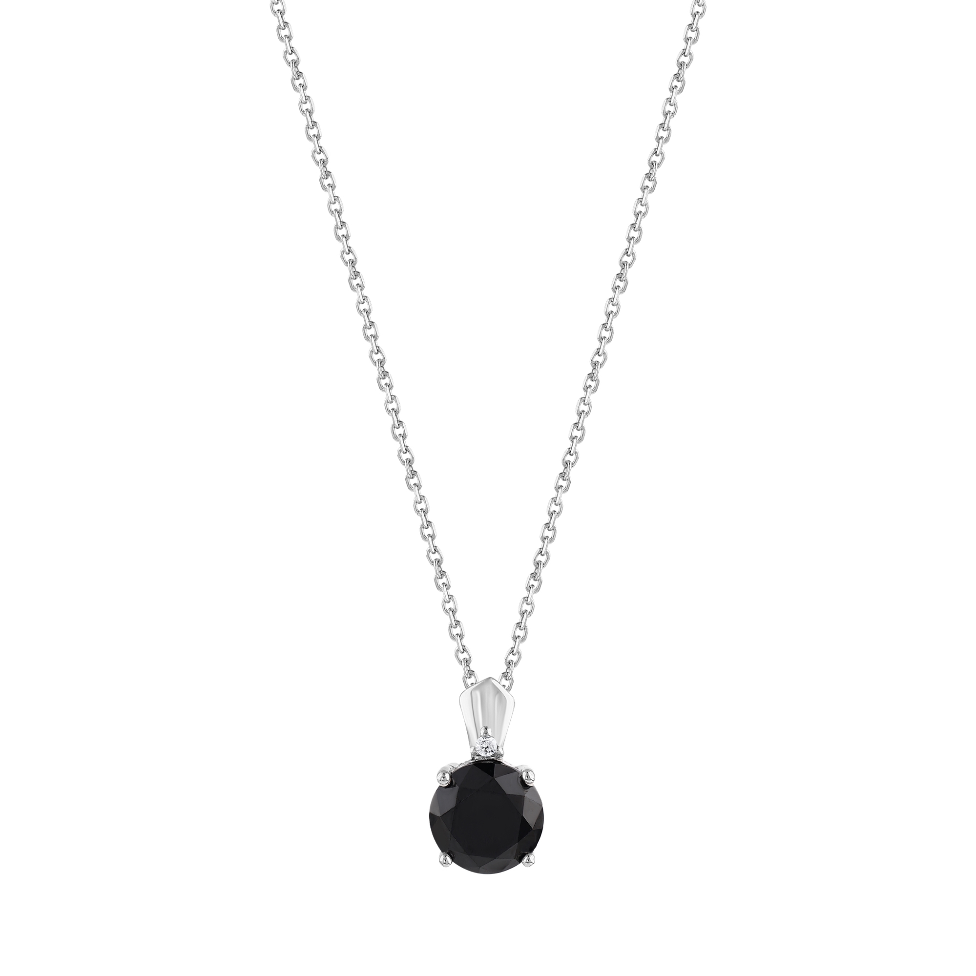 Серебряное колье с круглым черным солитером из коллекции Gift