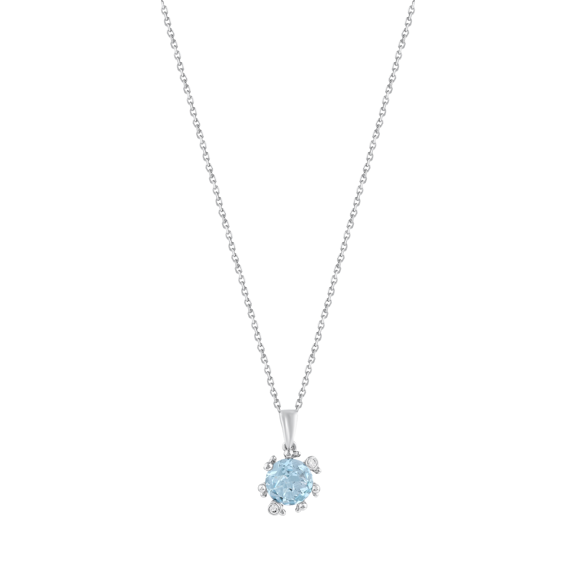 Gift Collection Silver Necklace with Blue Stone and Zircon Details