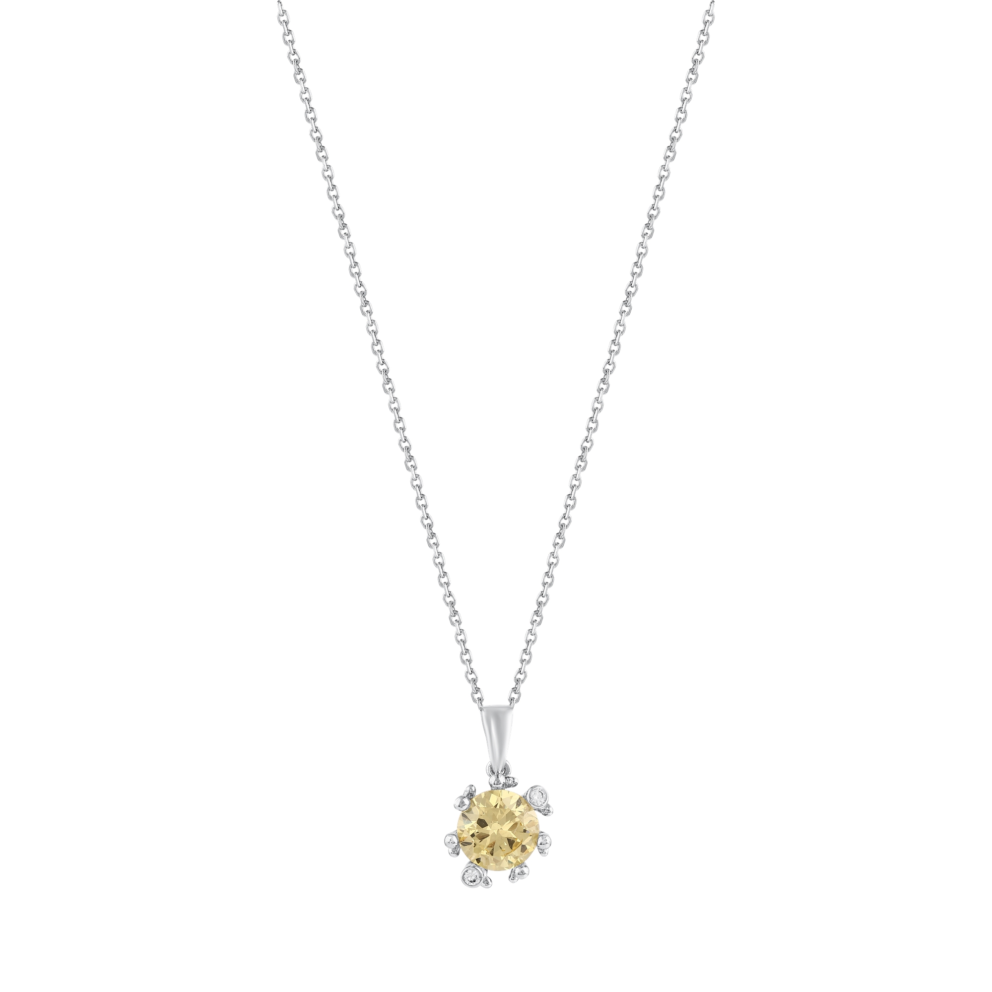 Колье Gift Koleksiyonu из серебра с желтыми камнями и цирконием