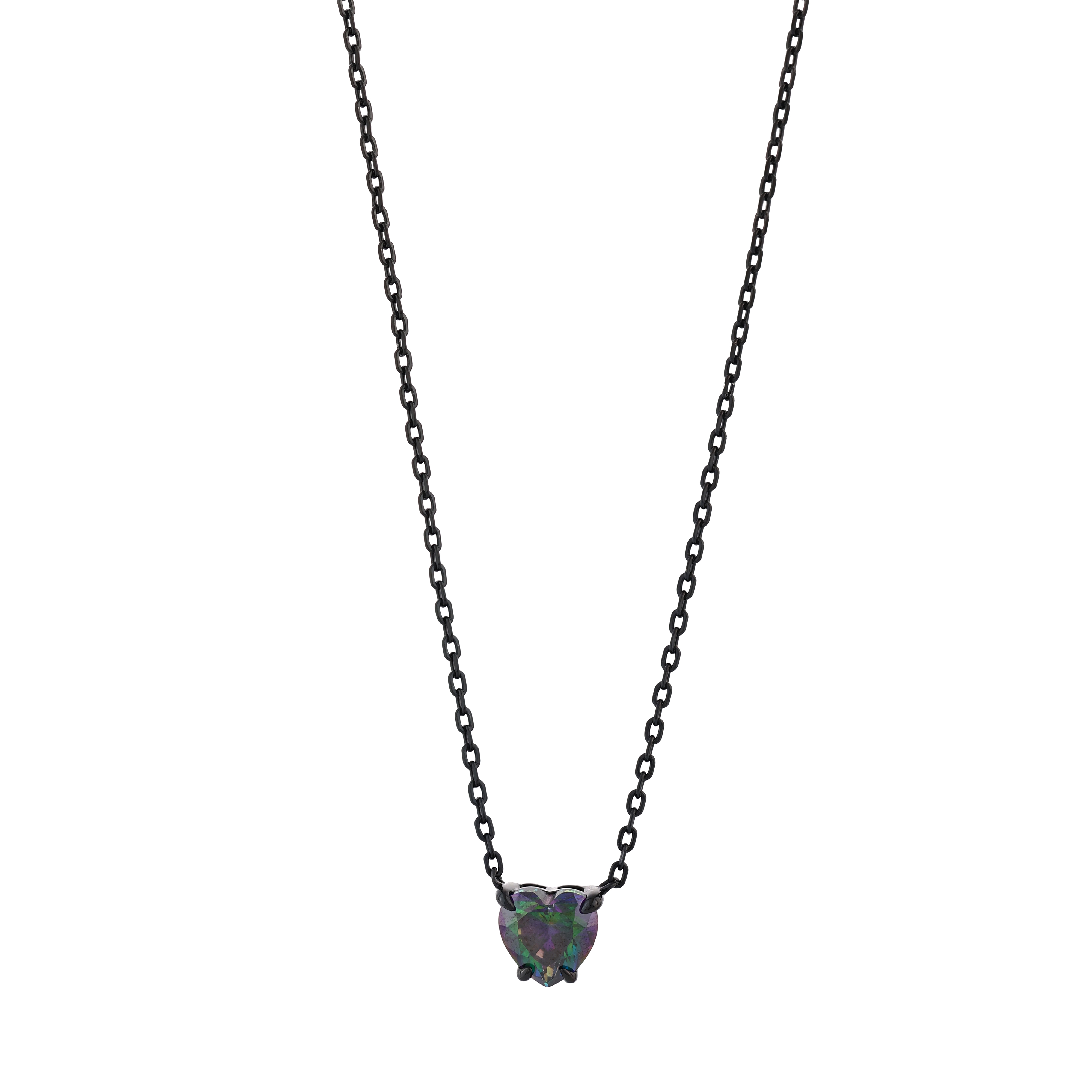 Колье Black Magic Collection с черным серебряным солитером в форме сердца