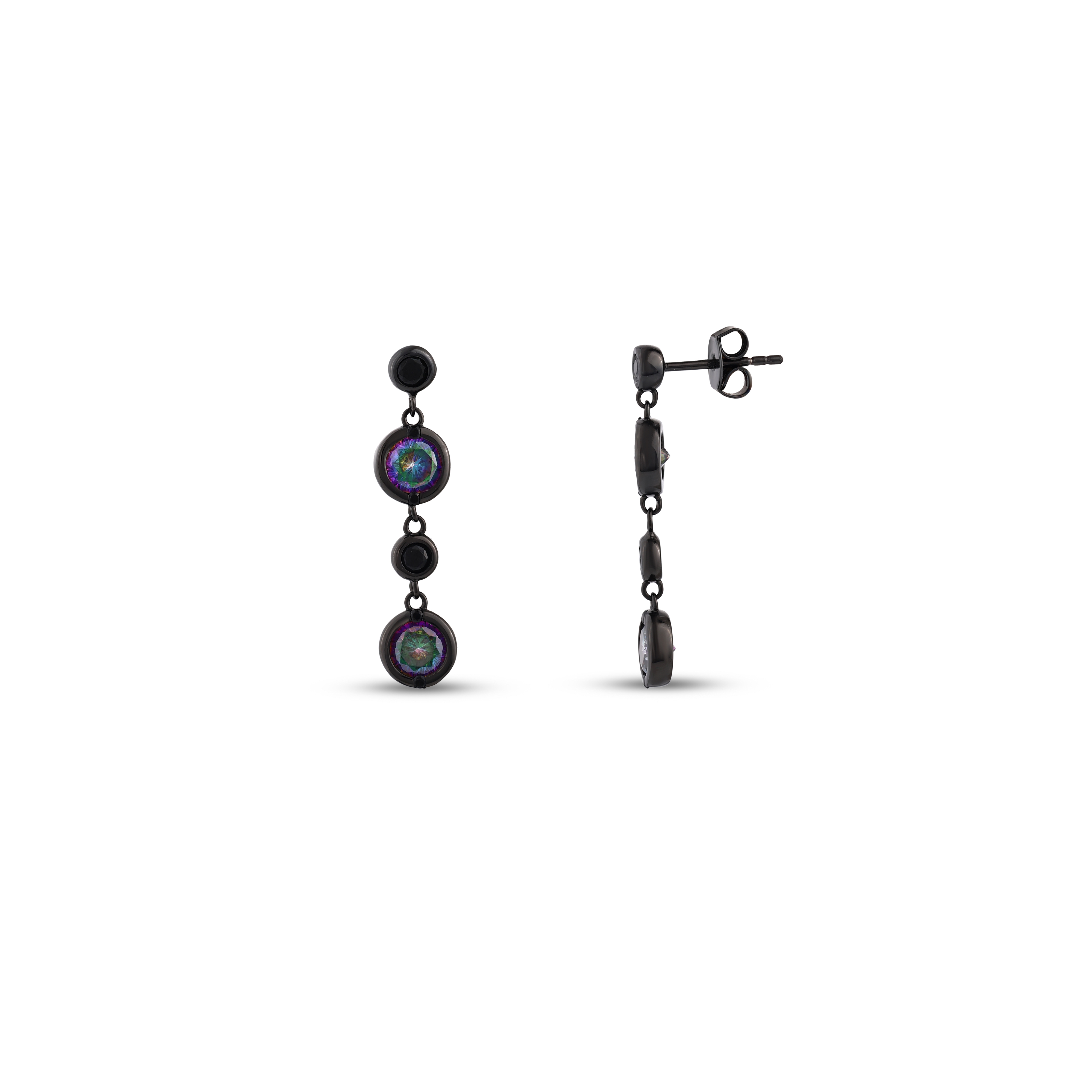 Black Magic Collection Black Silver Dangle Earrings