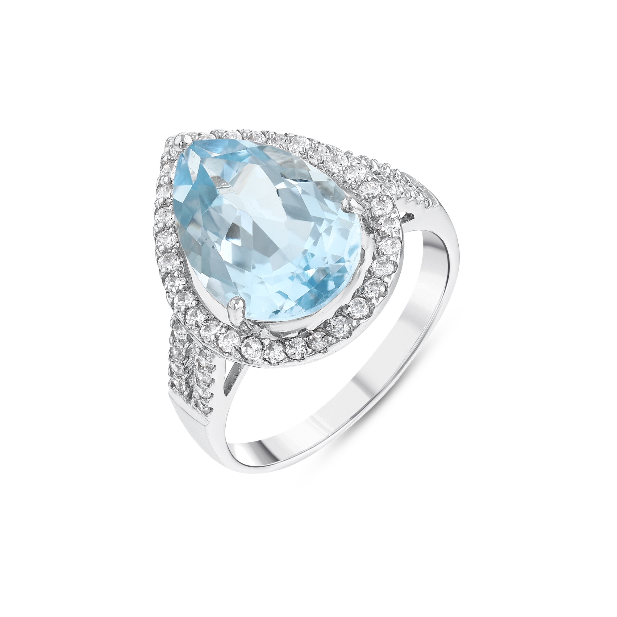 Gift Collection Teardrop Blue Stone Silver Ring