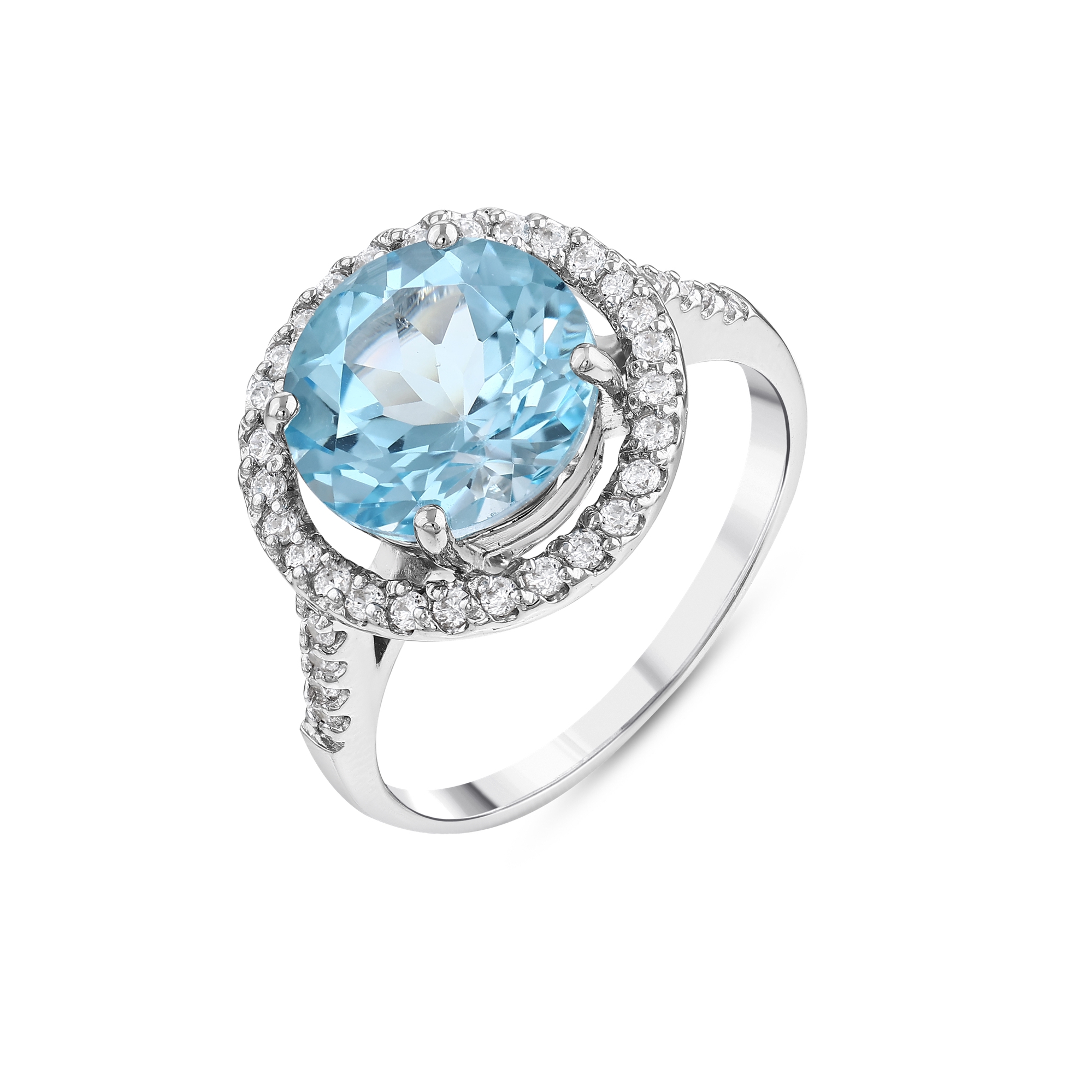 Gift Collection Round Cut Blue Stone Silver Ring