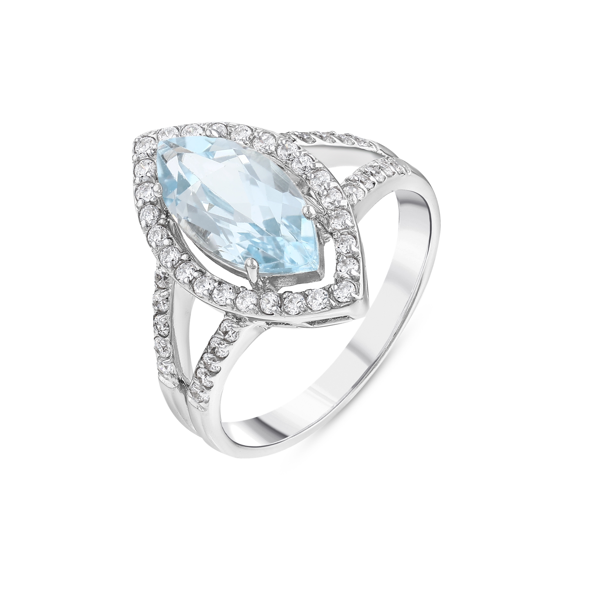 Gift Collection Blue Marquise Cut Silver Ring