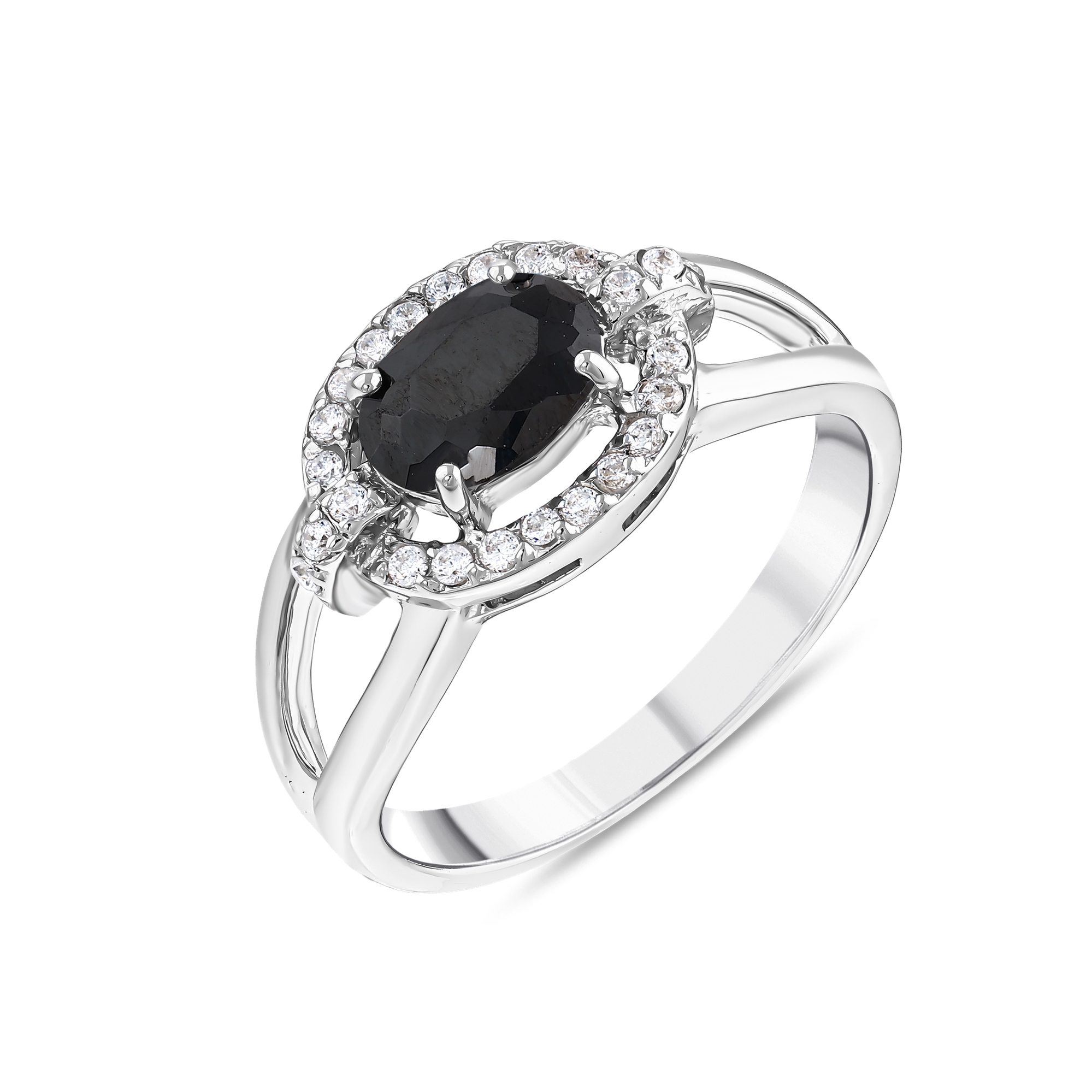 Gift Collection Black Oval Crystal Stone Silver Ring