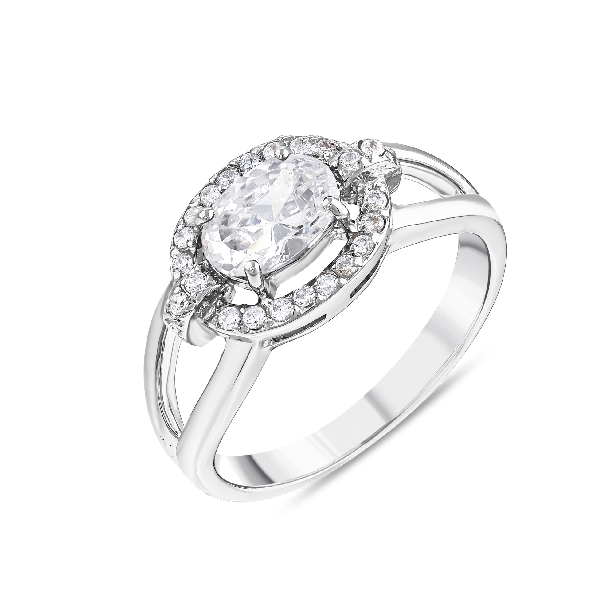 Gift Collection White Oval Crystal Stone Silver Ring
