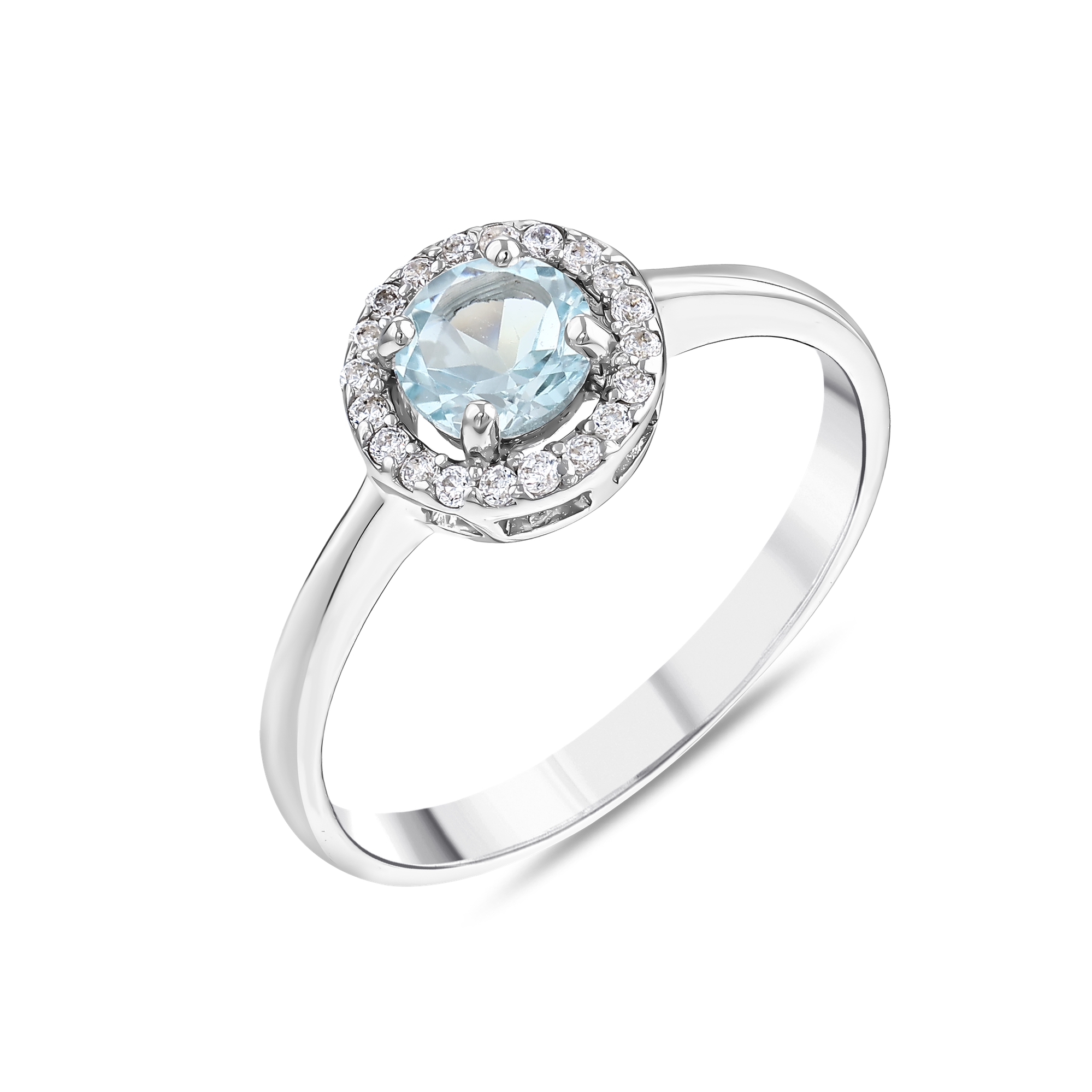 Gift Collection Small Blue Crystal Solitaire Silver Ring