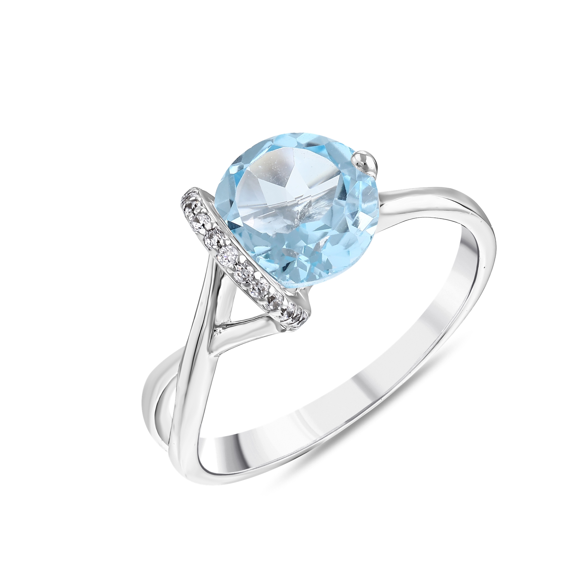 Серебряное кольцо с синим камнем асимметричного дизайна из коллекции Gift