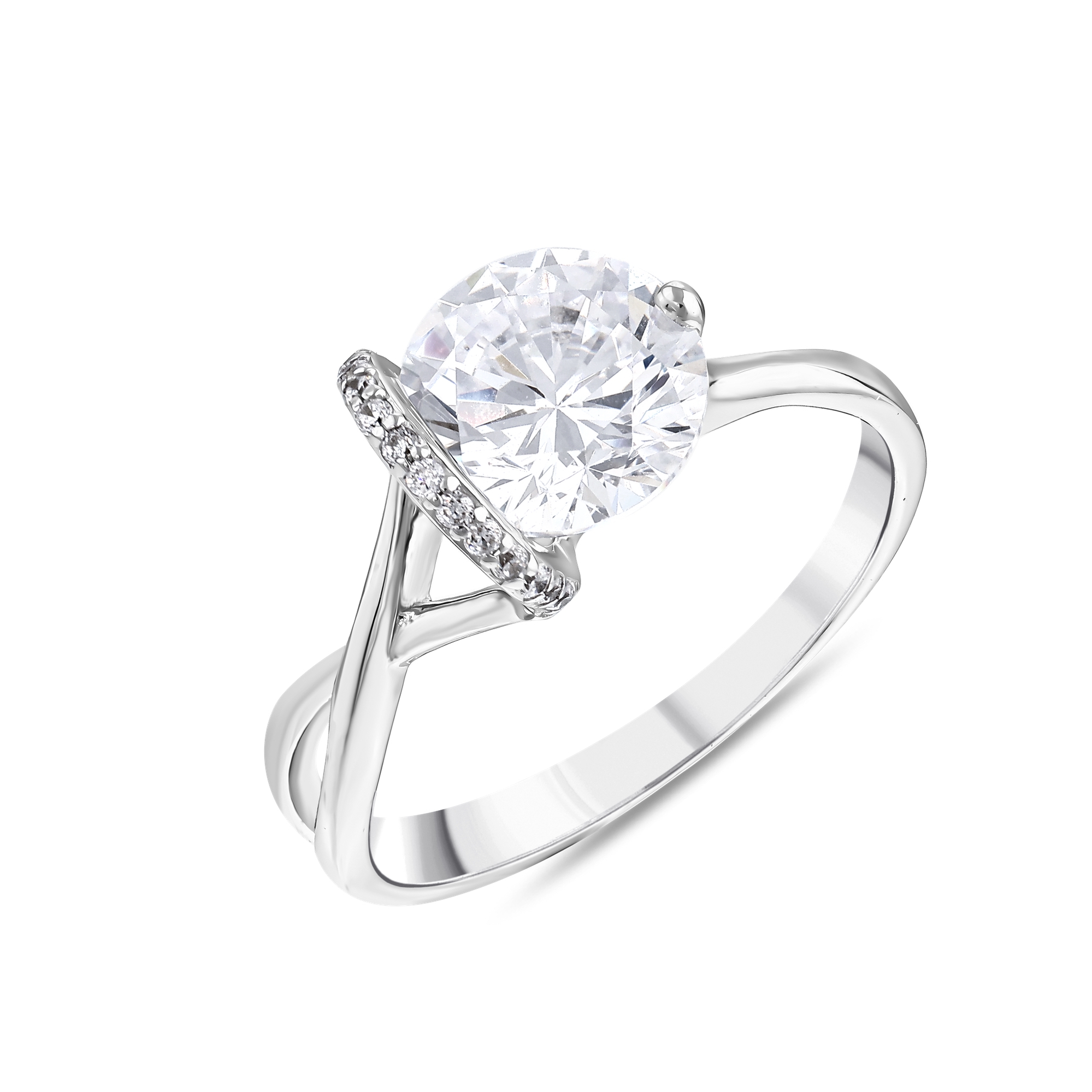 Gift Collection Asymmetric Design White Stone Silver Ring