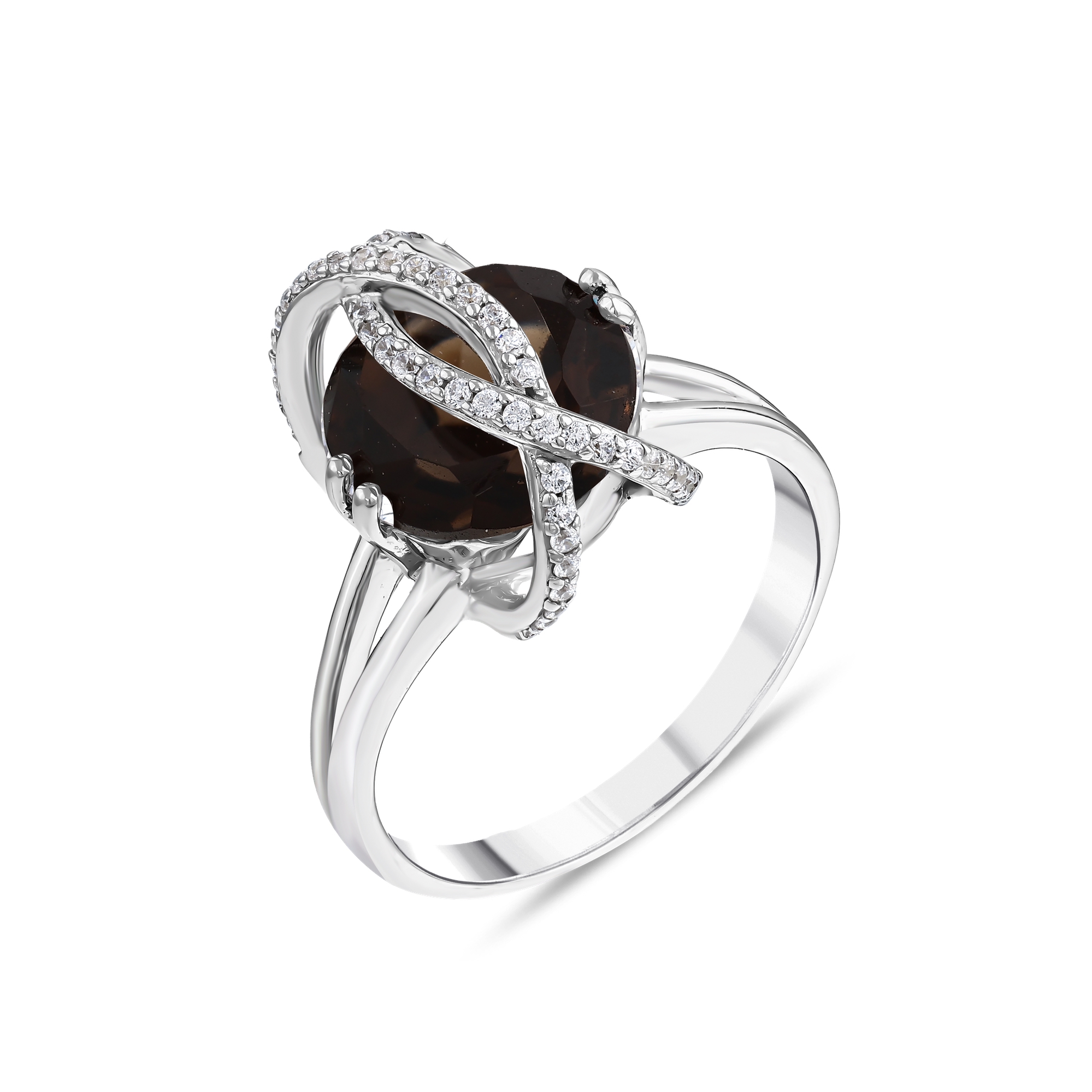 Gift Collection Brown Stone Spiral Design Silver Ring