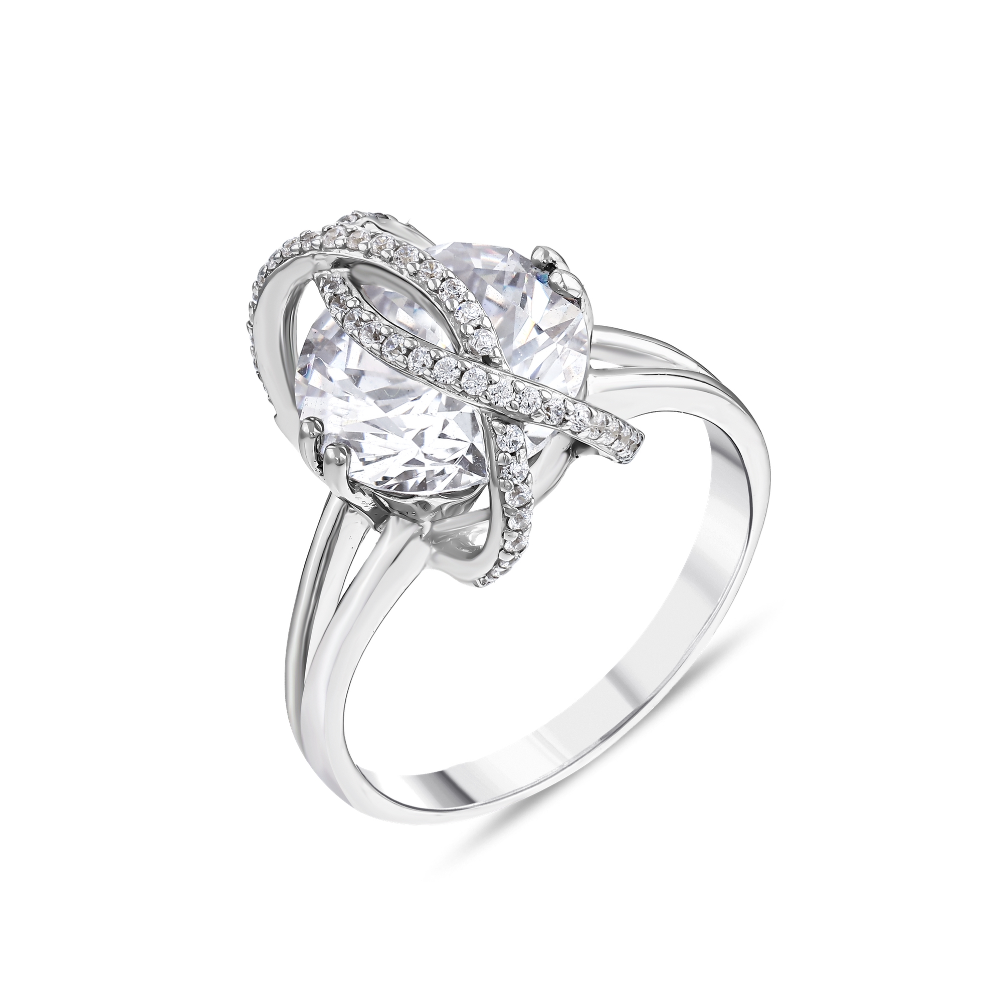 Gift Collection White Stone Spiral Design Silver Ring