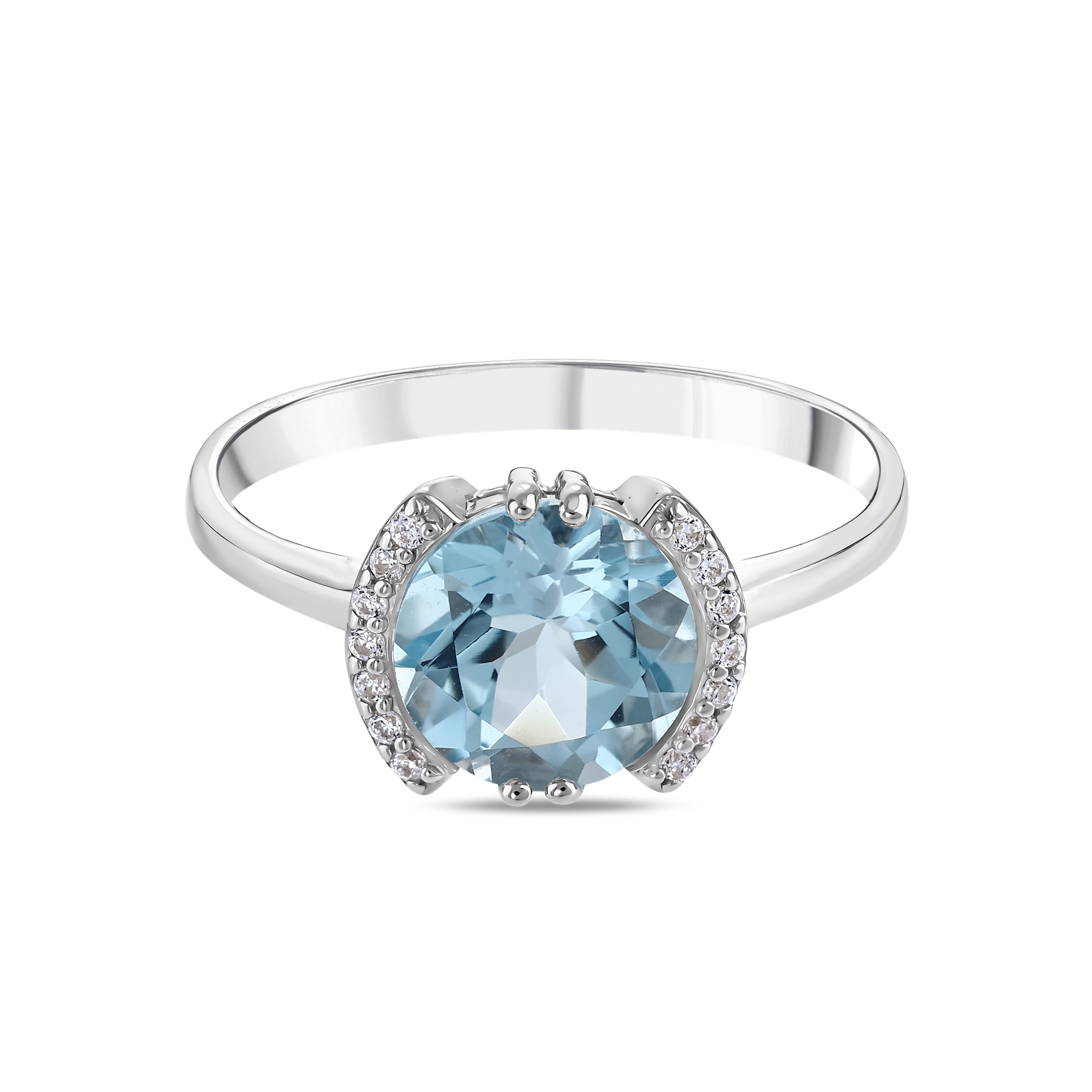 Gift Collection Round Cut Blue Stone and Shimmering Striped Silver