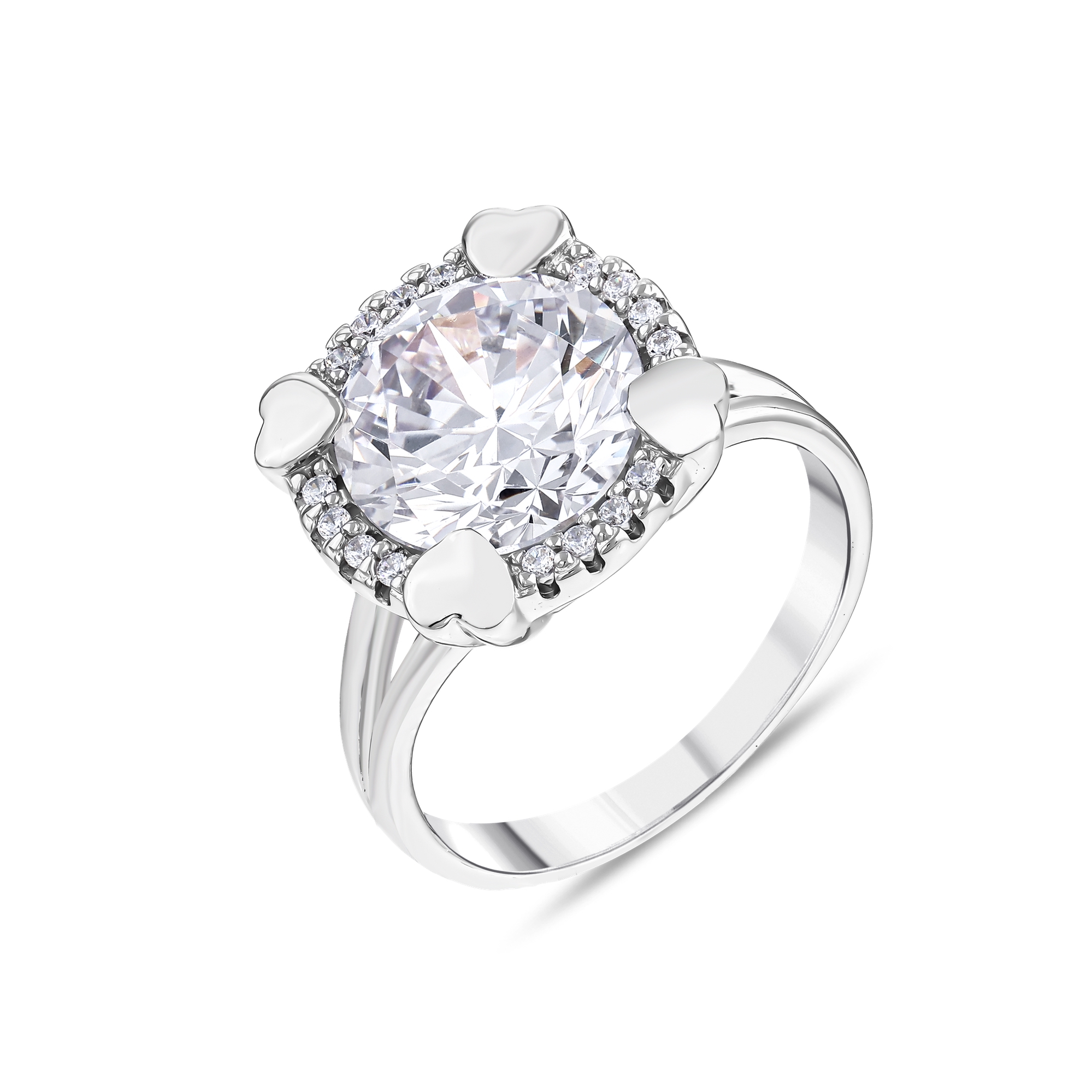 Gift Collection White Stone Heart Detail Silver Ring