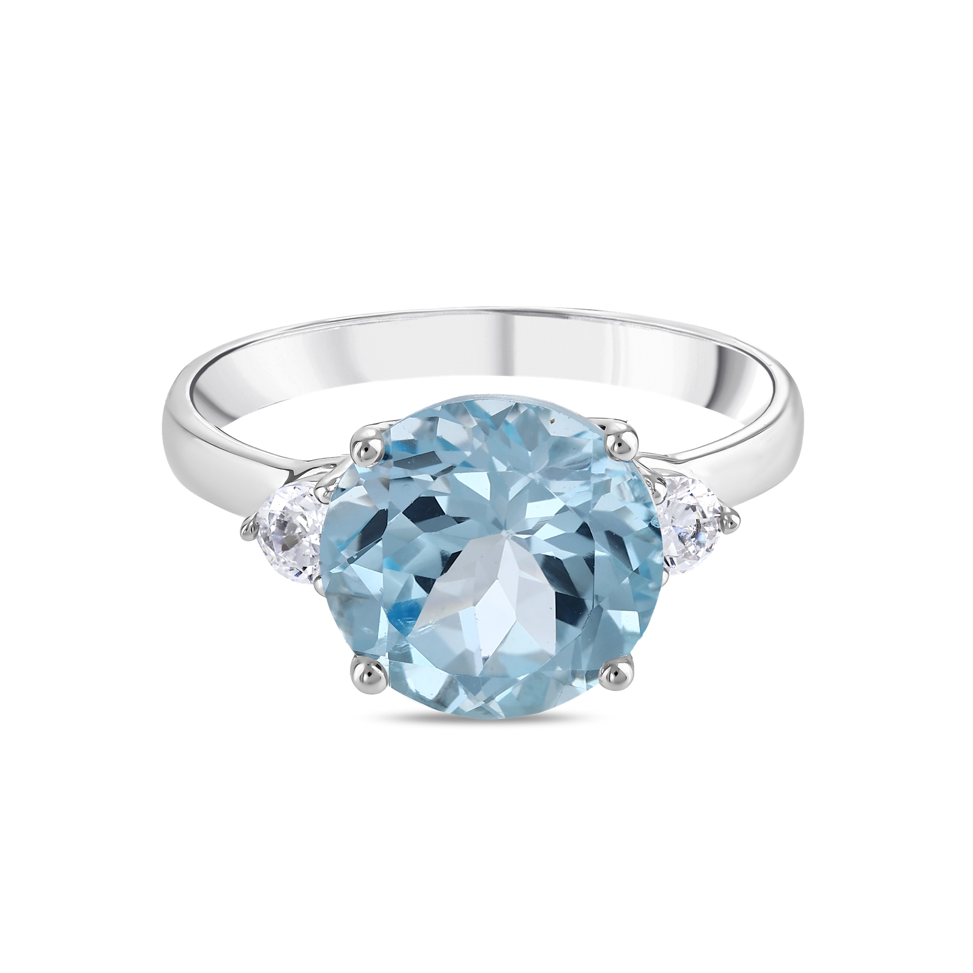 Gift Collection Three Stone Design Blue Silver Ring