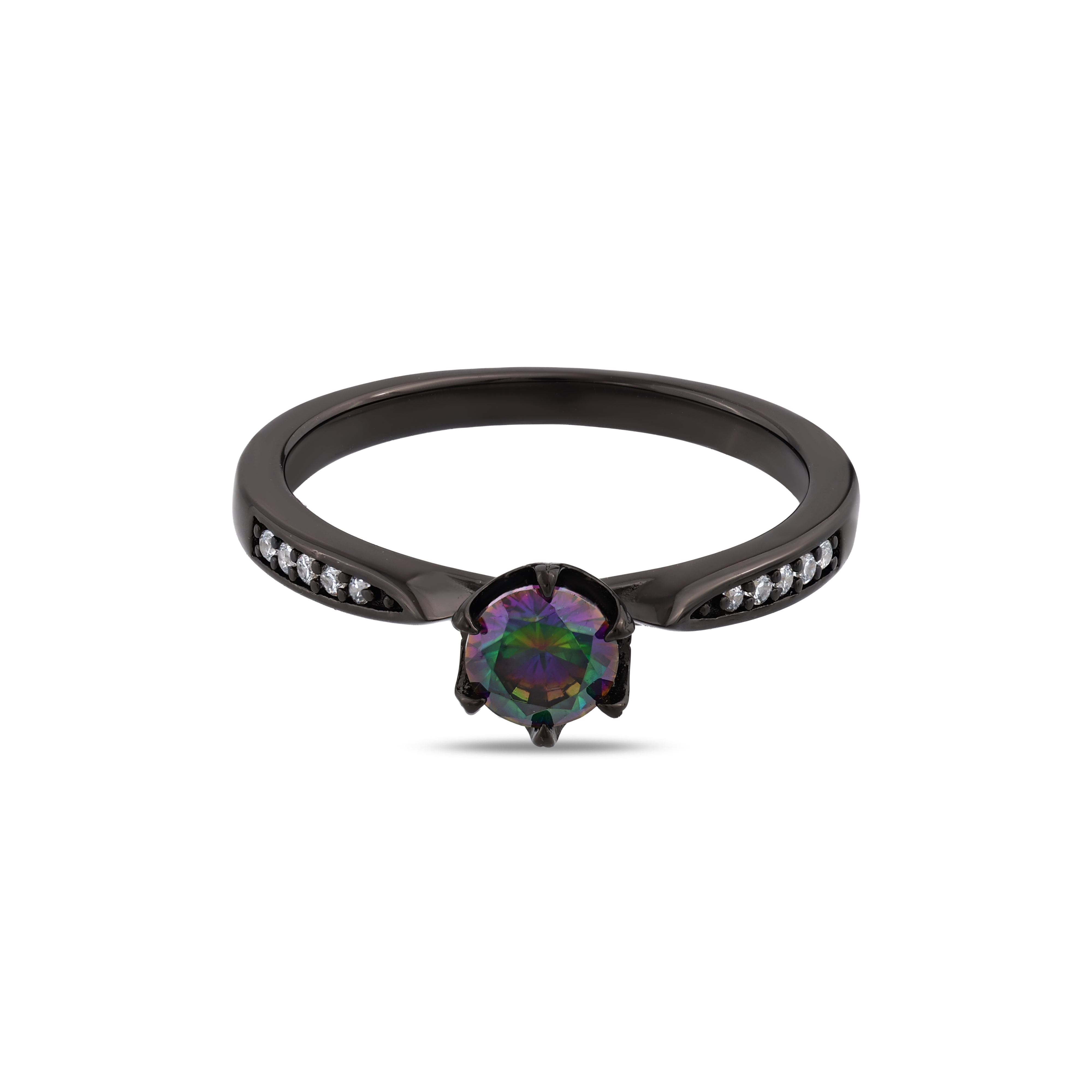 Black Magic Collection Minimalist Black Silver Ring