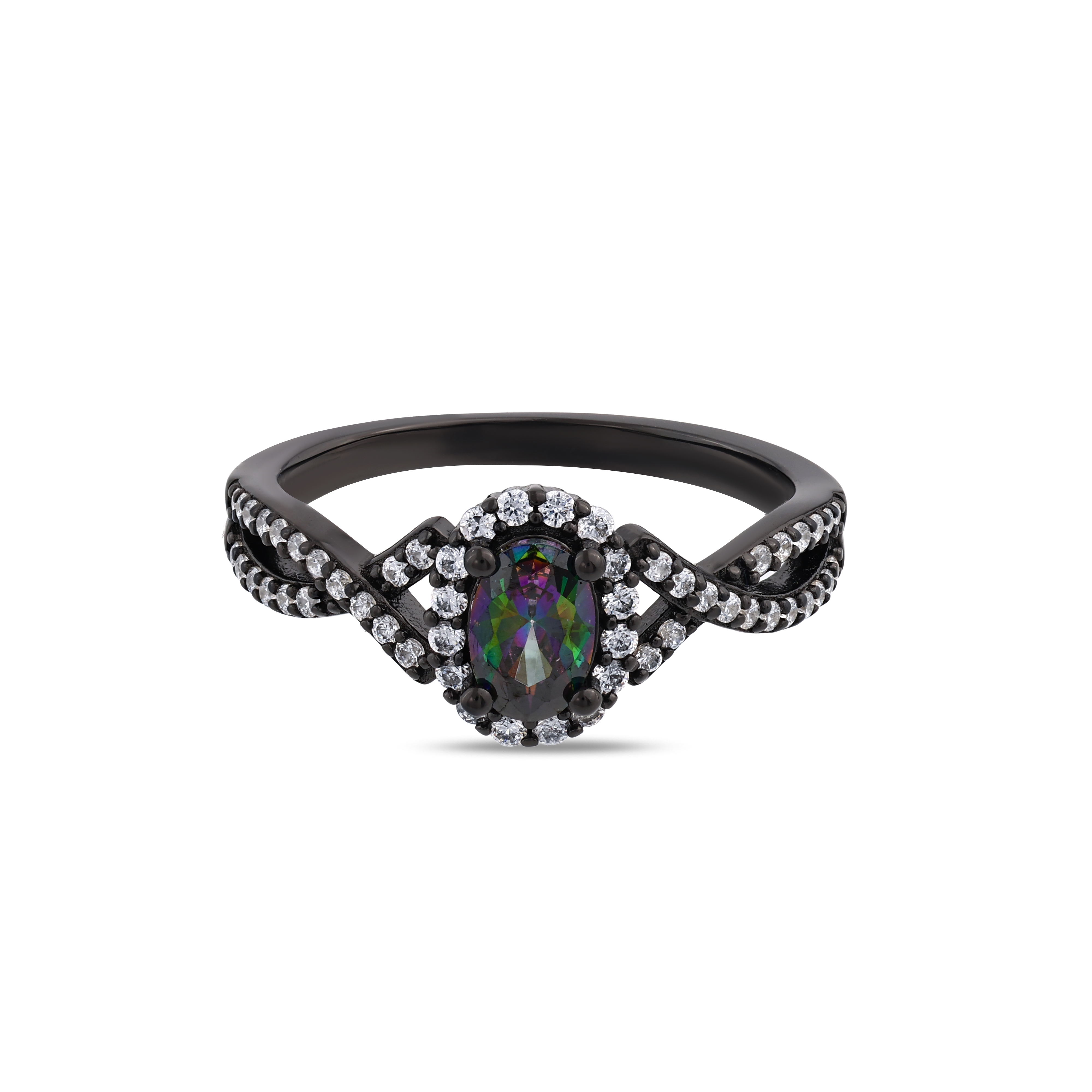Серебряное кольцо Black Magic Collection с овальным черным камнем