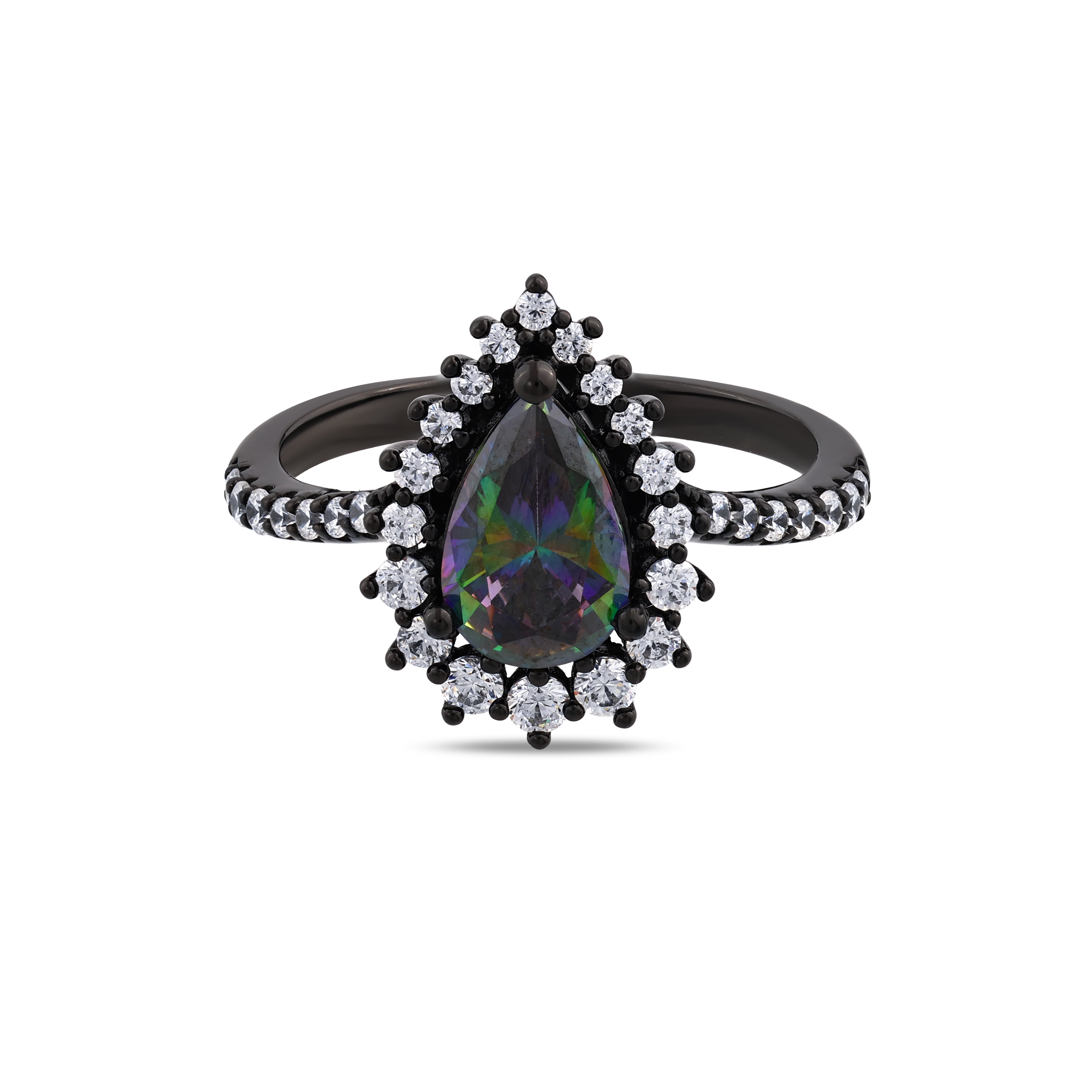 Кольцо Black Magic Collection из черного серебра с каплевидной огранкой
