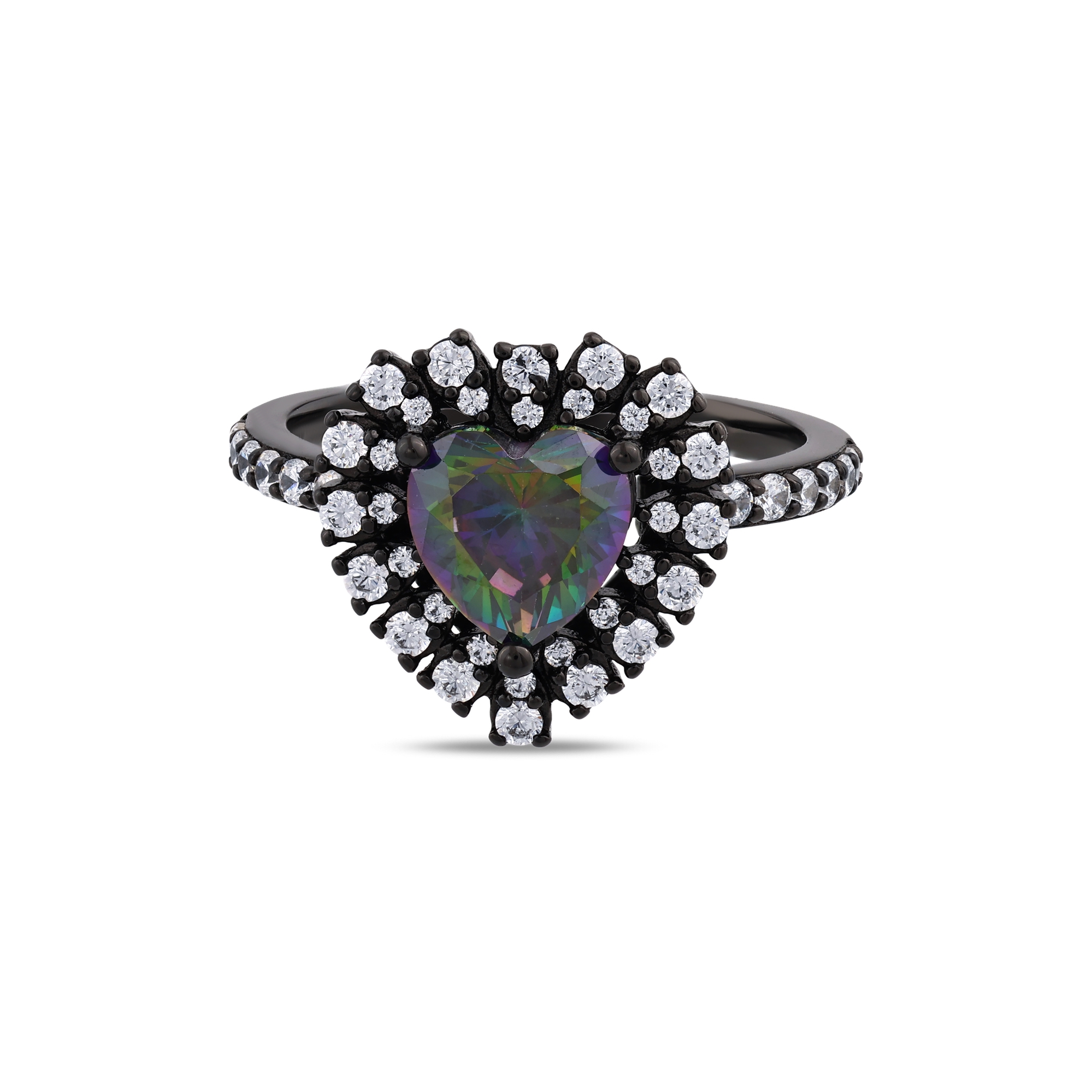 Серебряное кольцо Black Magic Collection с черным сердцем