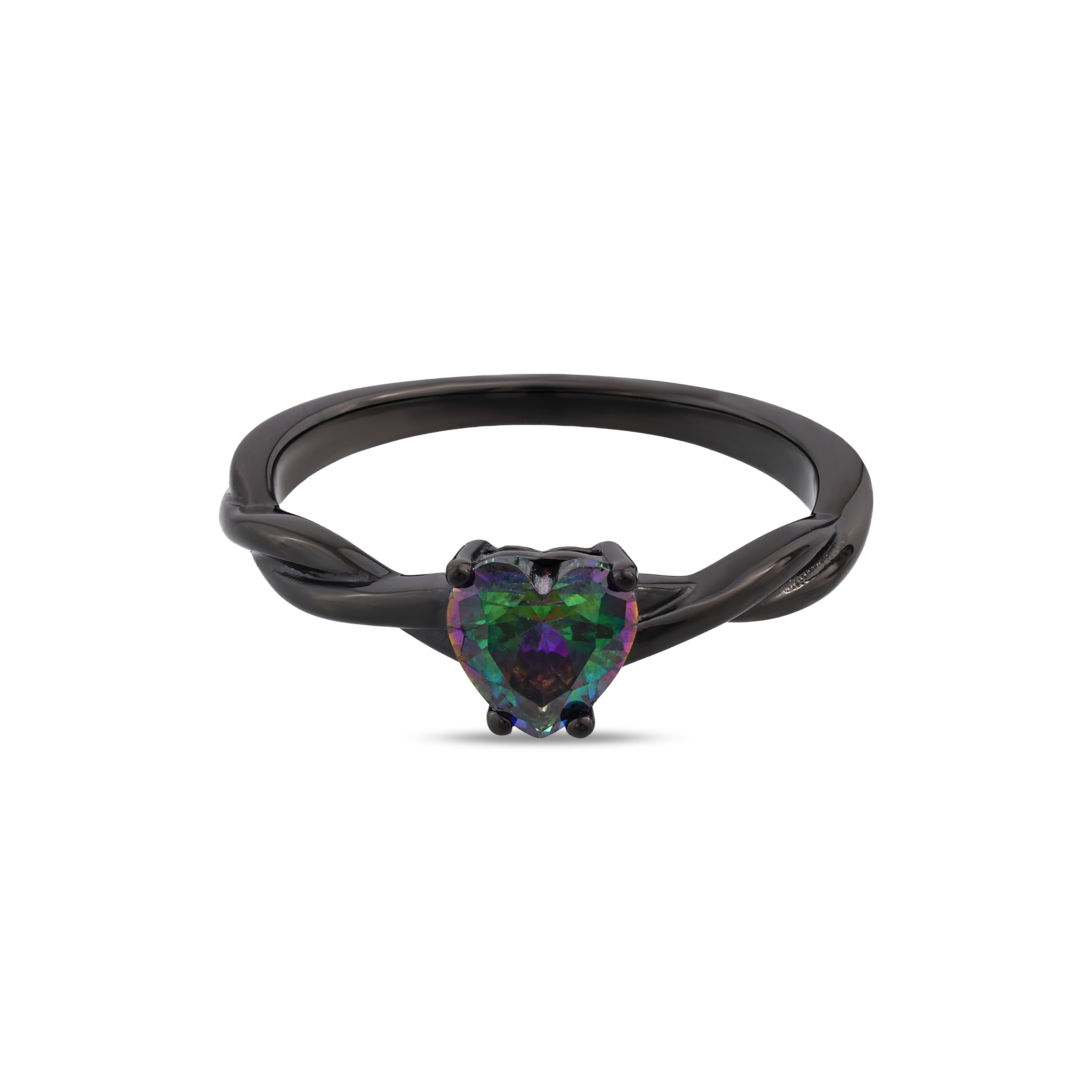 Кольцо Black Magic Collection с черным серебряным витым сердцем