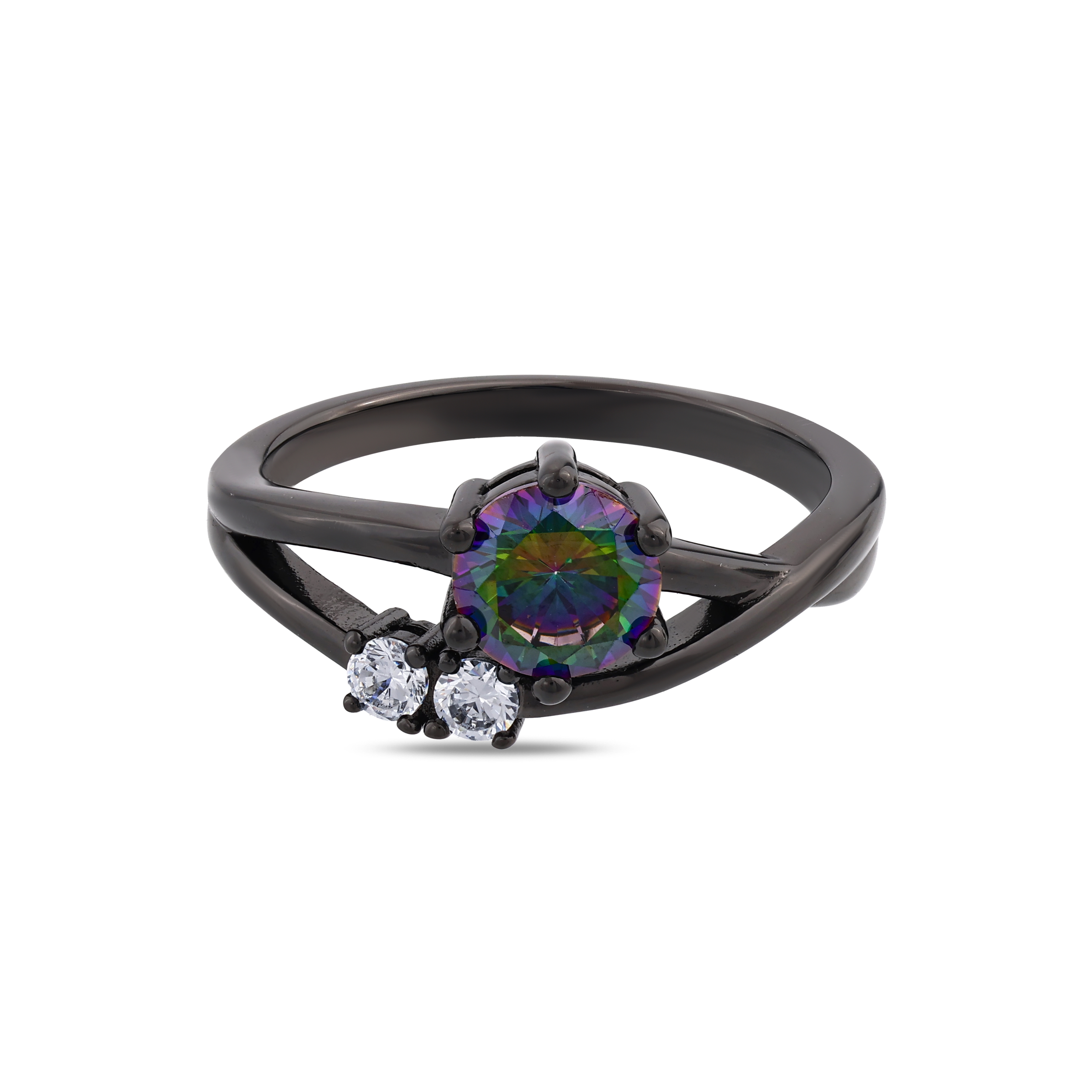 Кольцо Black Magic Collection из черного серебра с тремя камнями