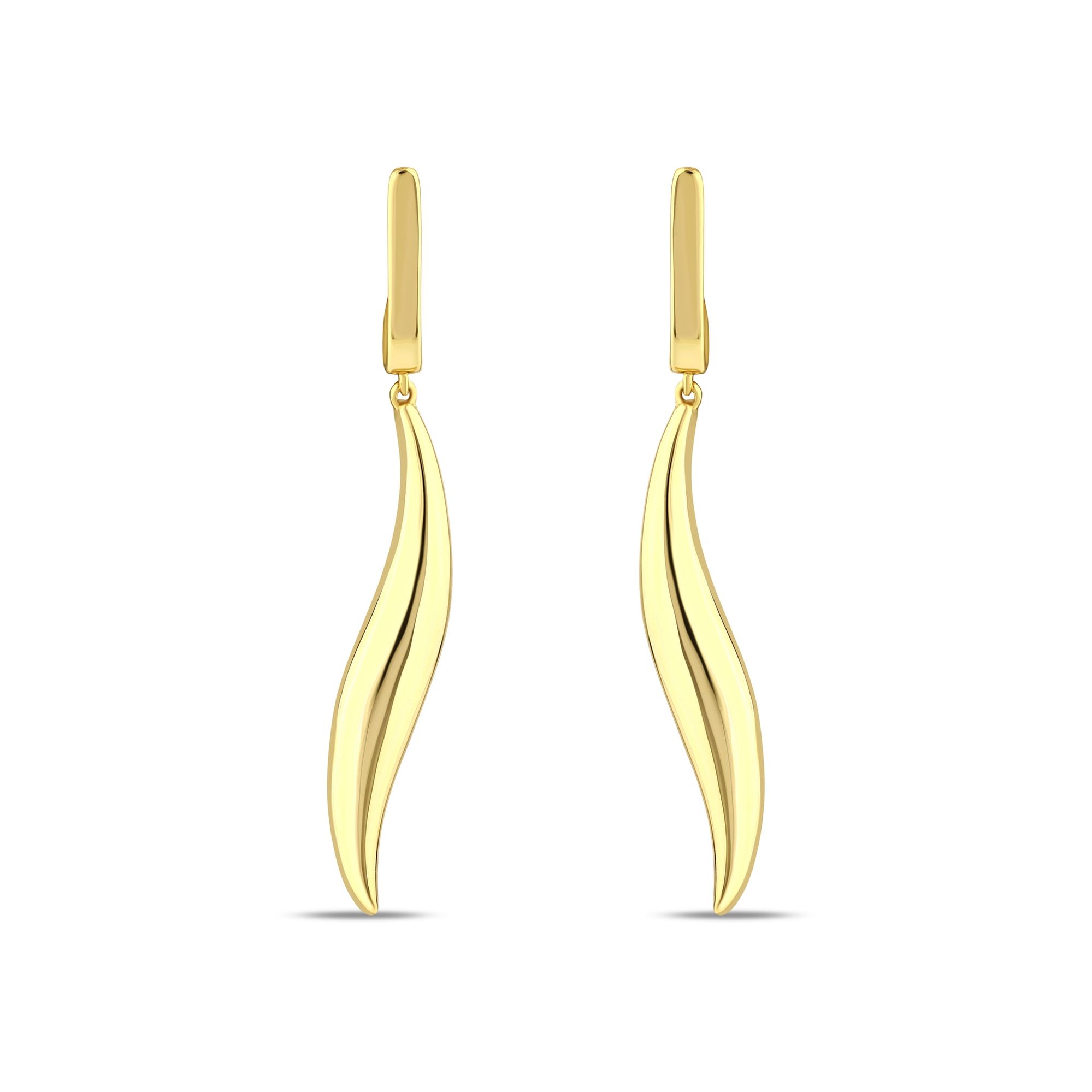 Sun Collection Modern S-Curved Minimalist Long Earrings