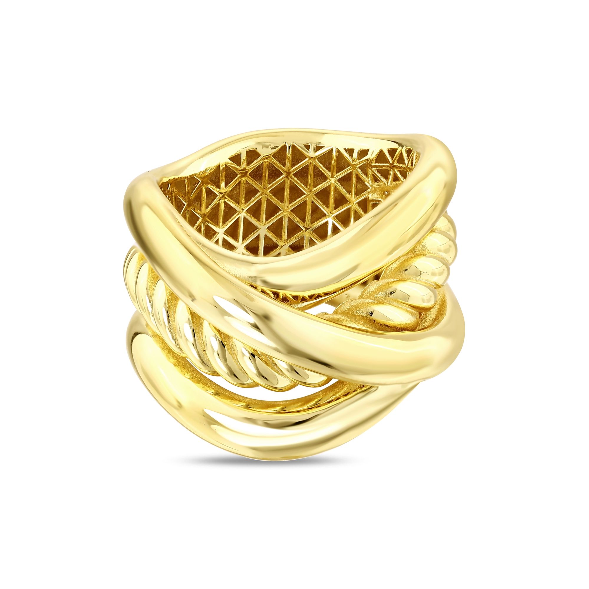 Sun Collection Twisted and Straight Line Silver Ring