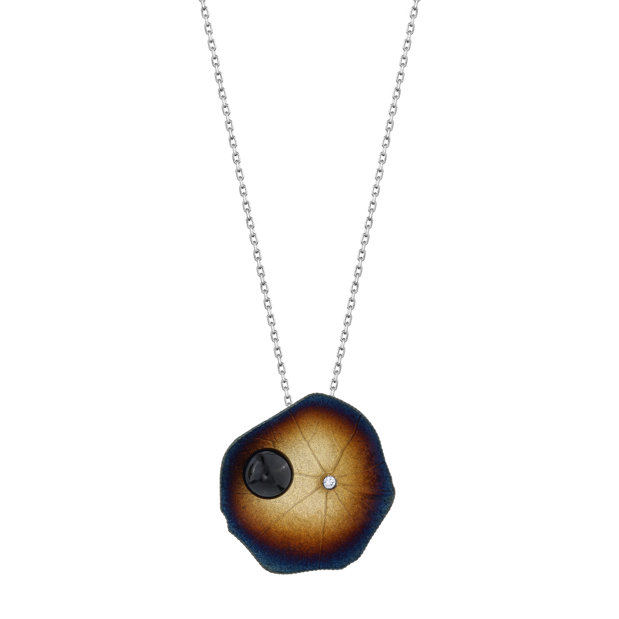 Global Warming Black Stone and Stone Detailed Burnt Color Enamel Leaf