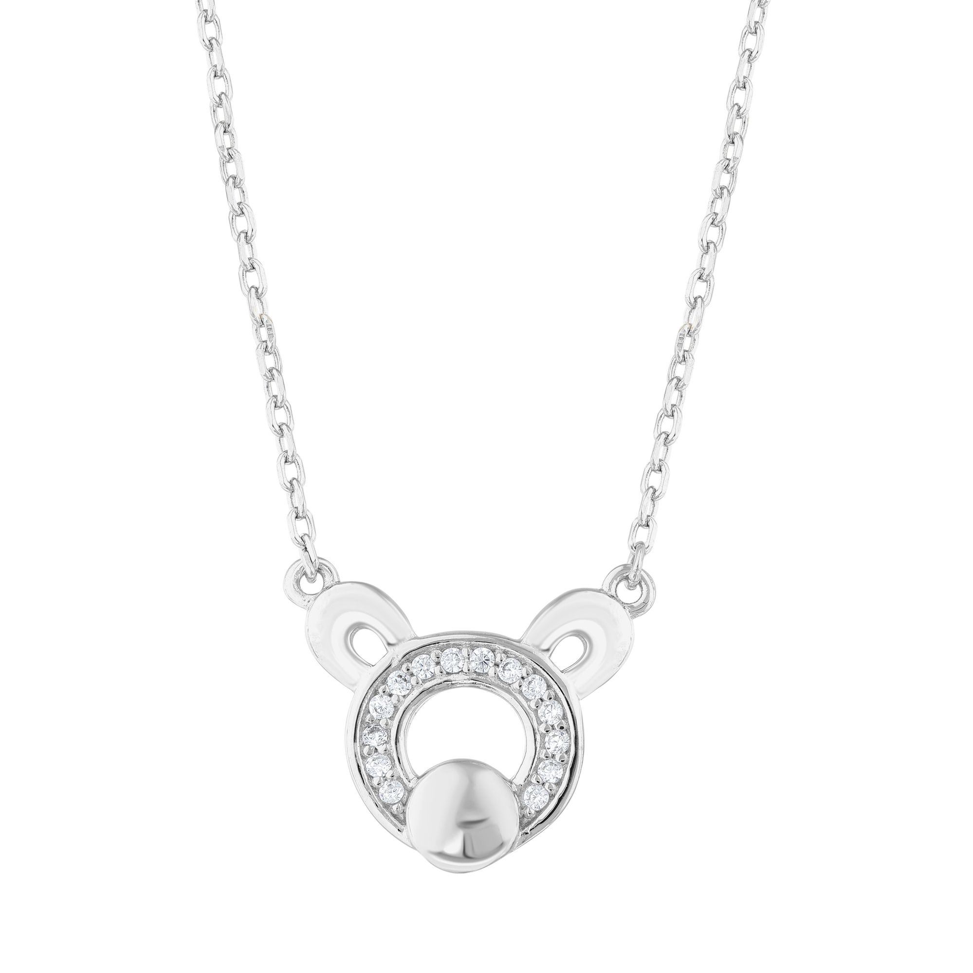 Серебряное ожерелье Gift Collection с тонкой цепочкой и двойным соединением, дизайн «Медвежонок»
