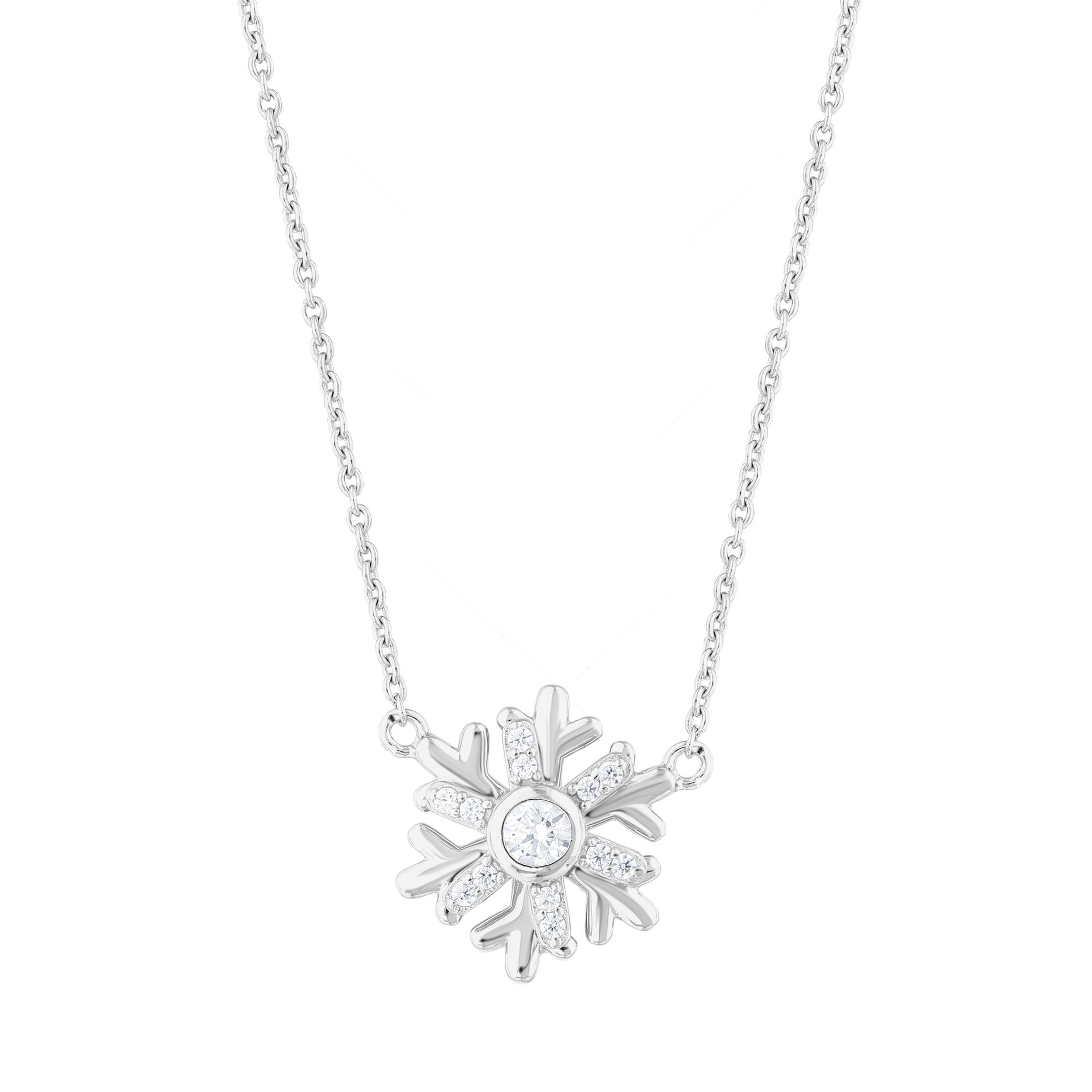 Колье из серебра с цепочкой и дизайном снежинки из коллекции Gift