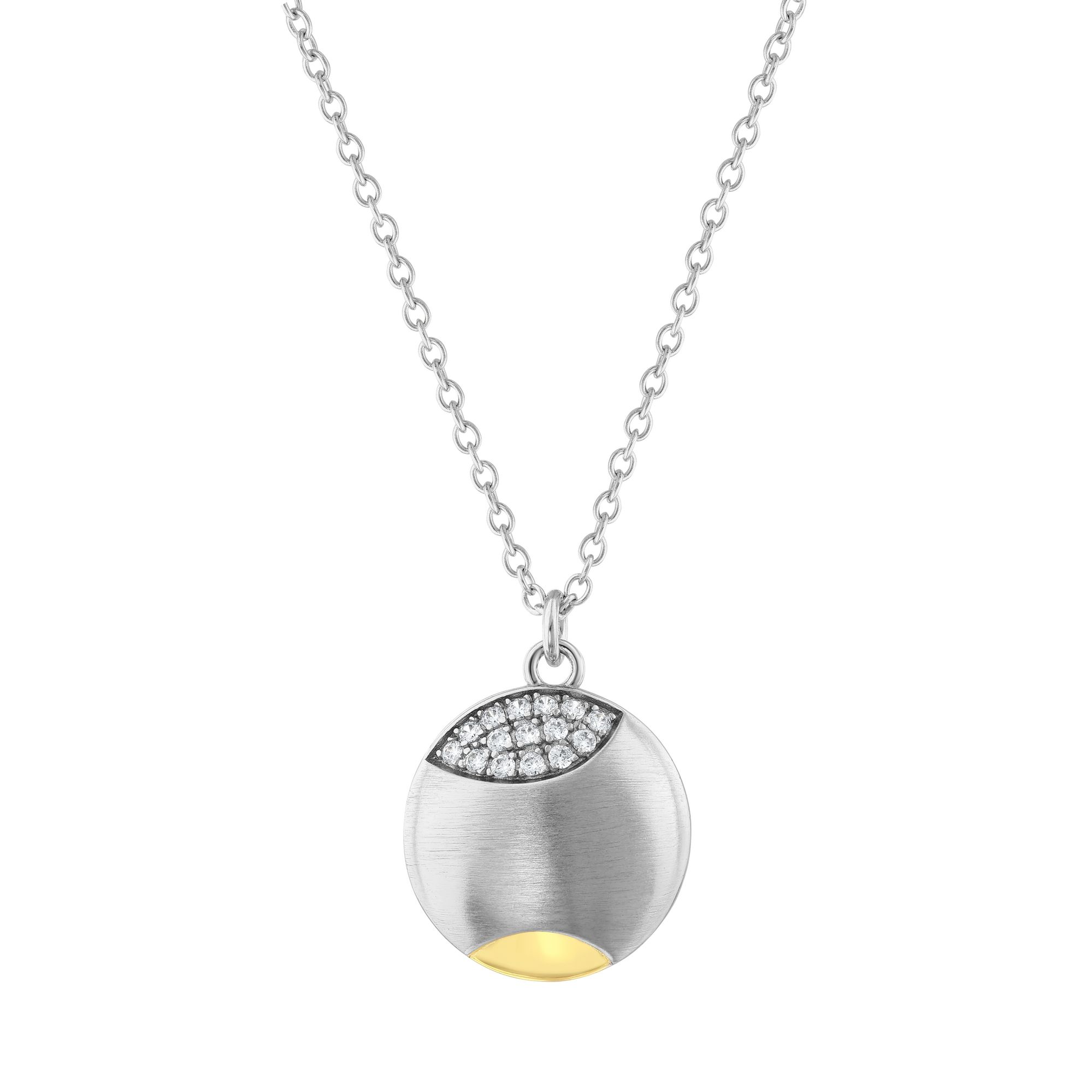Серебряное колье с двухцветной круглой пластиной из коллекции Gift