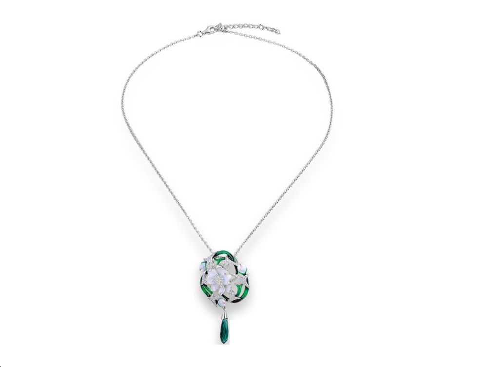 Серебряное колье Heaven Model-4 с цирконом и эмалью
