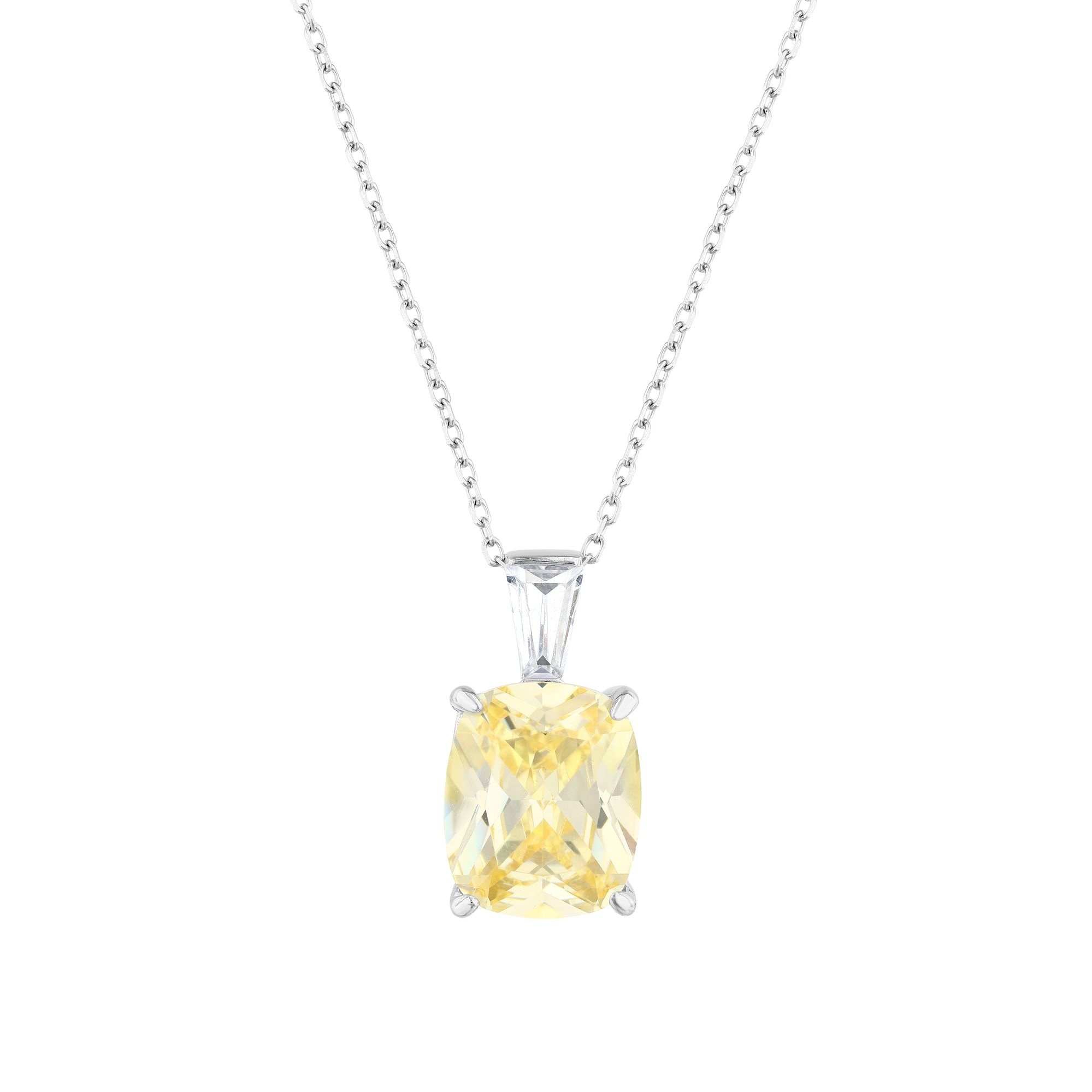Baguette Collection Yellow Stone Silver Necklace