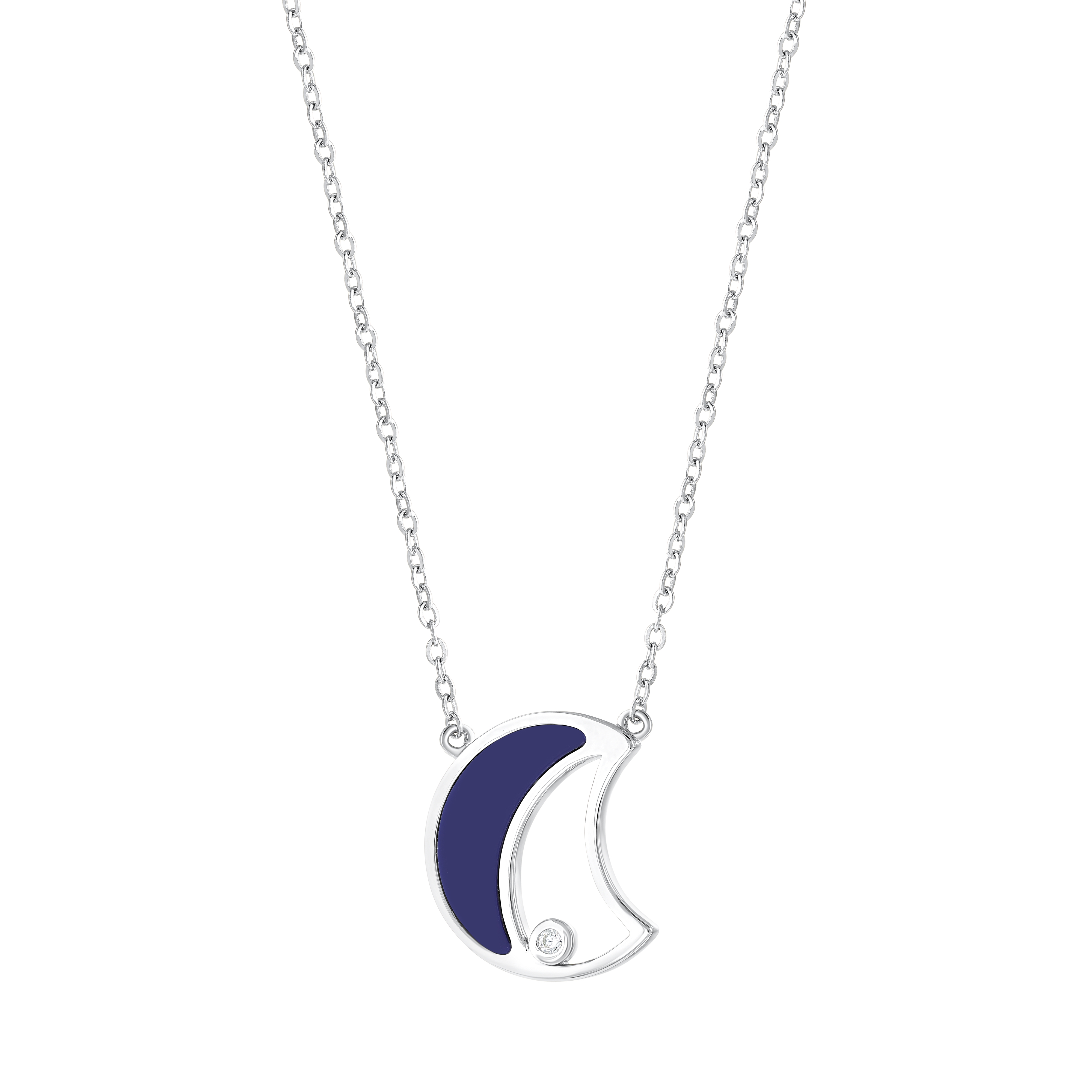 Серебряное колье Lucky Gems Collection с лазуритом и полумесяцем