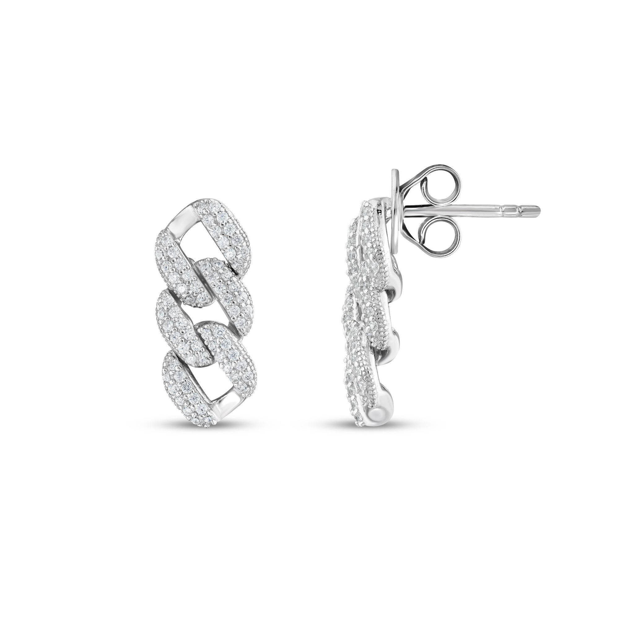 Серьги Rainbow Collection Gourmet Chain Model, полностью инкрустированные камнями, серебро