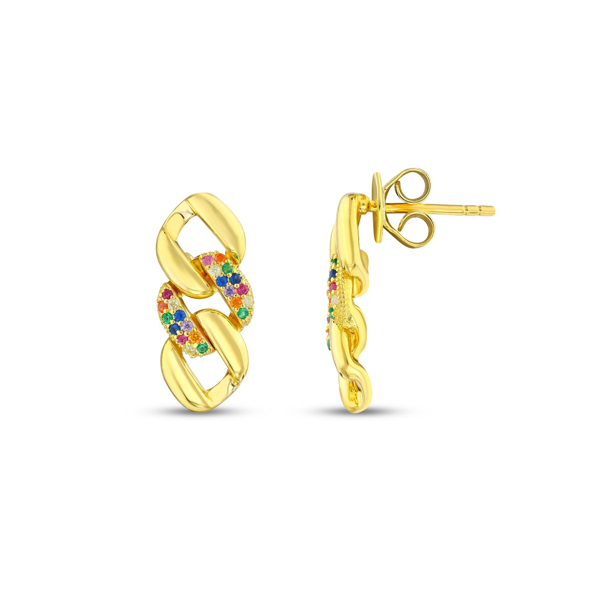 Серьги Rainbow Collection из серебра с радужными камнями, желтые