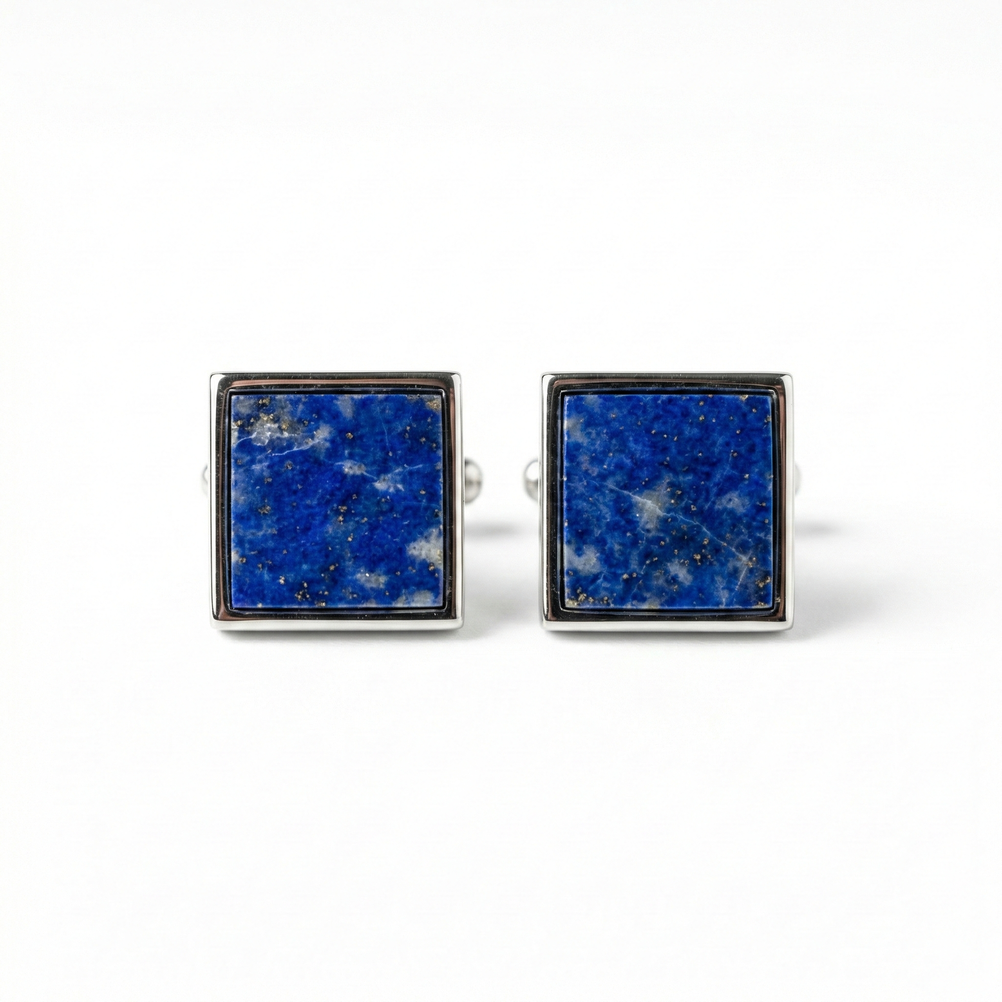 Lucky Gems Collection Natural Lapis Lazuli Square Silver Earrings