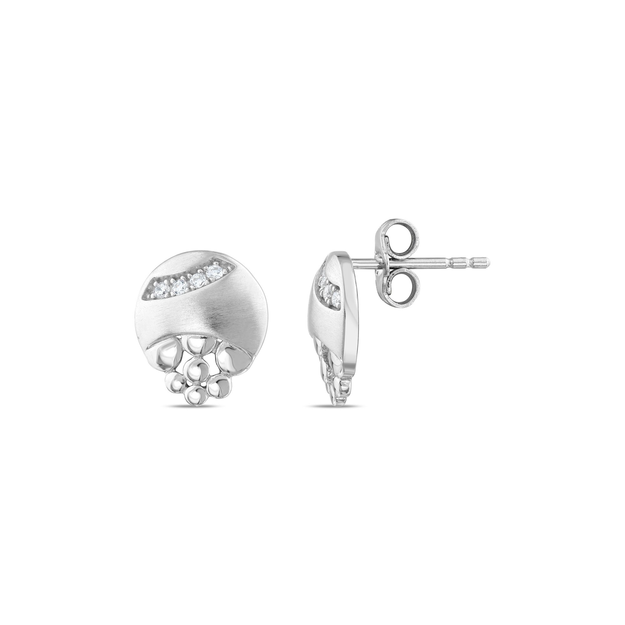 Gift Collection Bubble Cluster Round Plate Silver Earrings