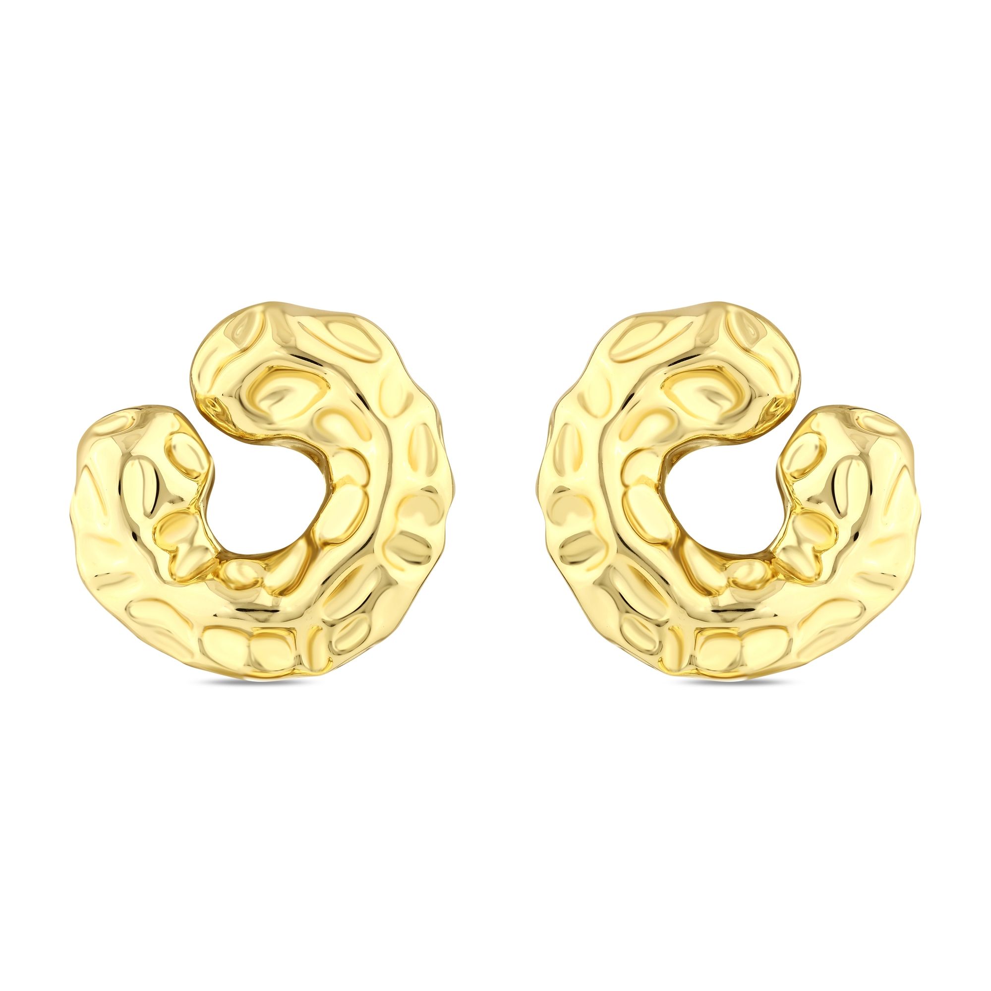 Sun Collection Crater Design Forged Effect Modern Ring Silver Earrings