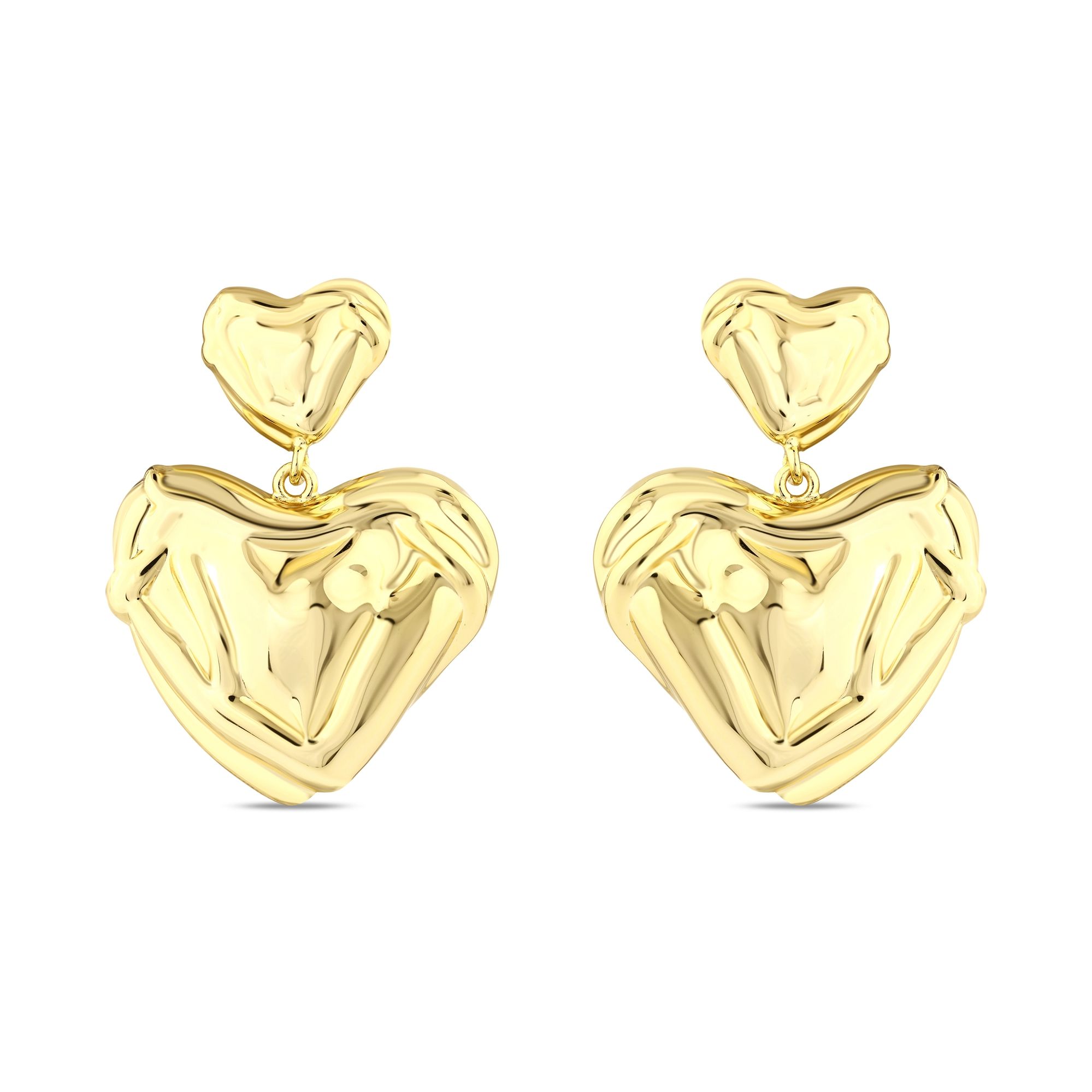 Sun Collection Heart-Shaped Silver Earrings