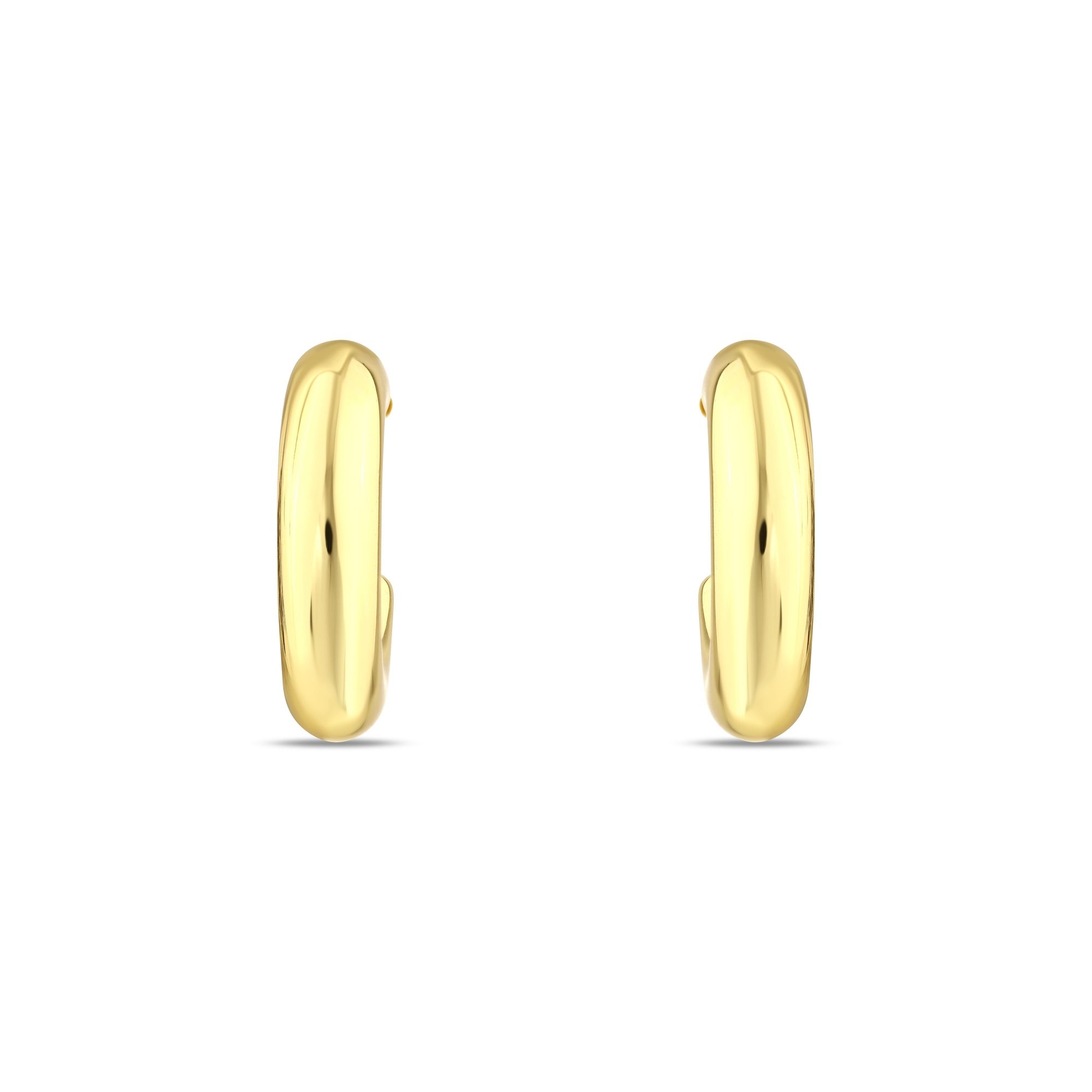 Sun Collection Thick Modern C Hoop Silver Earrings