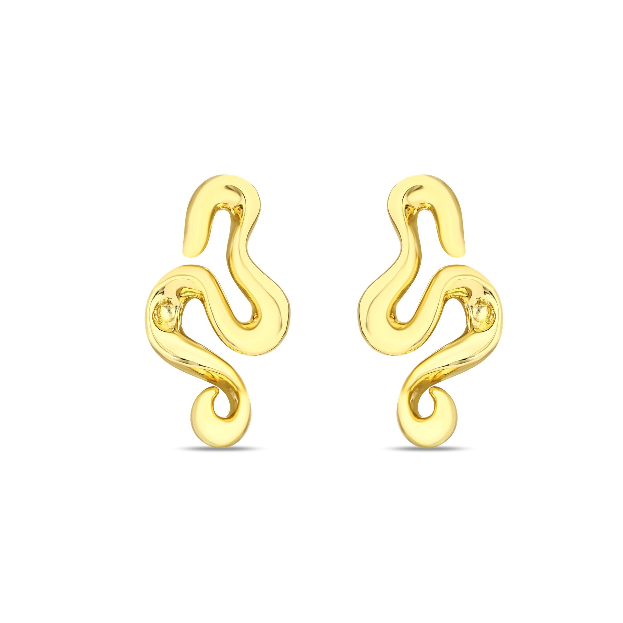 Sun Collection S-Form Fluid Wave Figure Stylish Silver Earring