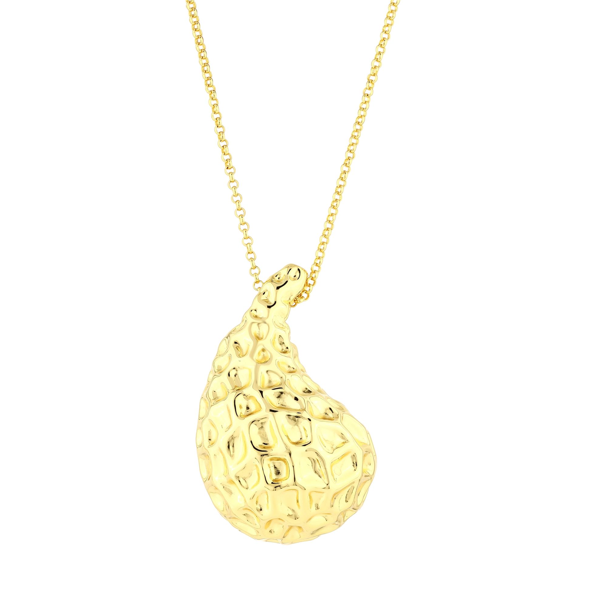 Sun Collection Amorphous Textured Teardrop Design Necklace