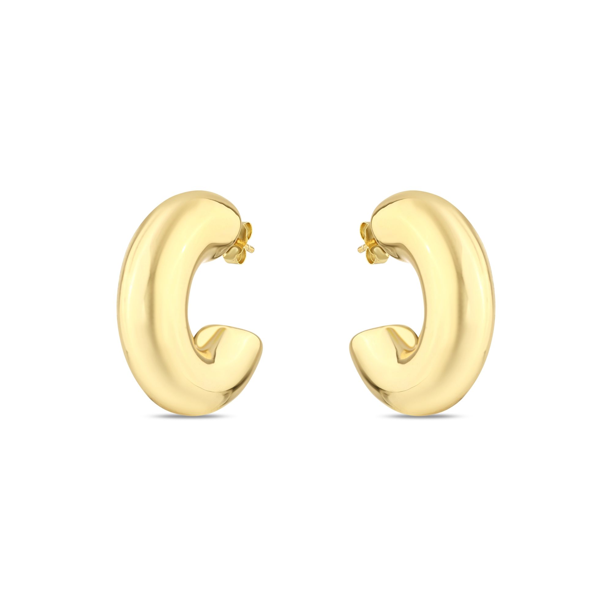 Sun Collection Thick Model C Hoop Silver Earring
